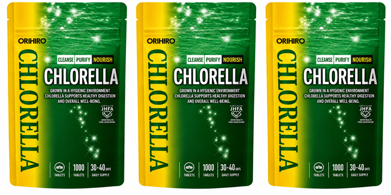 CHLORELLA 1000 Japanese Supplement for IMMUNE SUPPORT WEIGHT LOSS  Set of 3