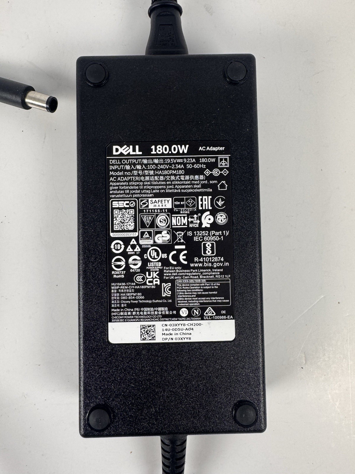 Genuine Dell 180W AC Adapter HA180PM180 19.5V 9.23A 7.4mm OEM Charger L2 Genuine Dell 180W AC Adapter HA180PM180 19.5V 9.23A 7.4mm OEM Charger L2