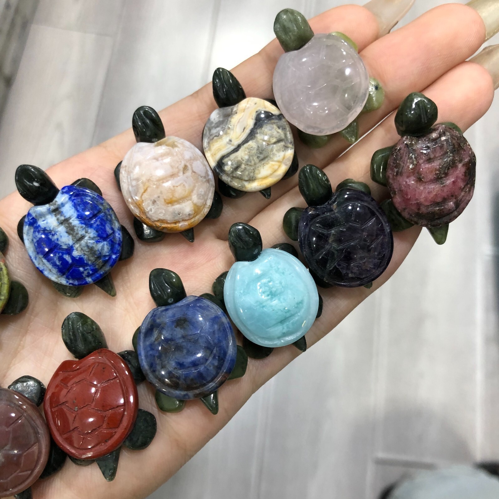 5pc Natural mix Quartz hand Carved Mini Sea turtle crystal Reiki healing 5pc Natural mix Quartz hand Carved Mini Sea turtle crystal Reiki healing
