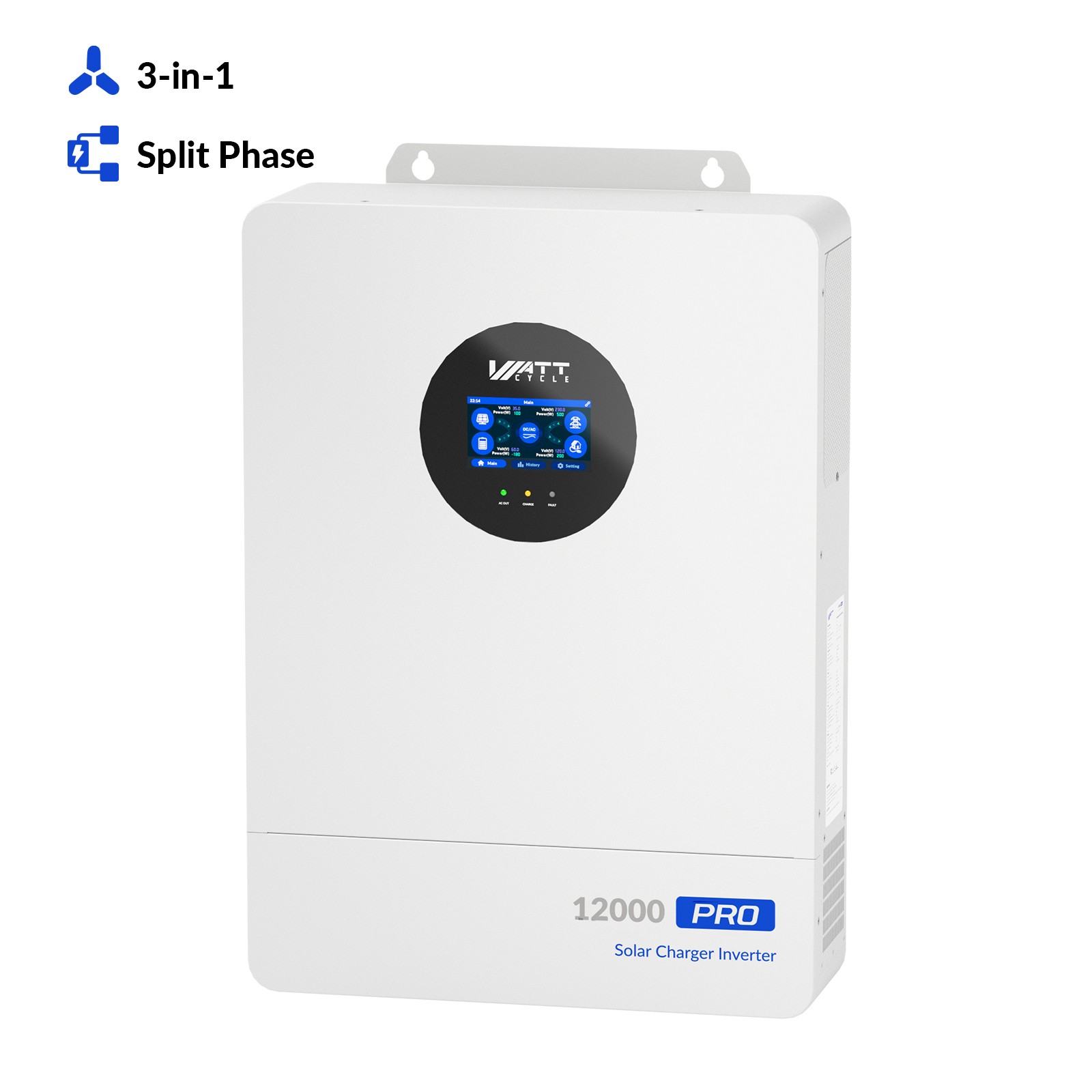 WattCycle 48V 12000W Solar Hybrid Inverter Split-Phase Dual MPPT Parallel Ready