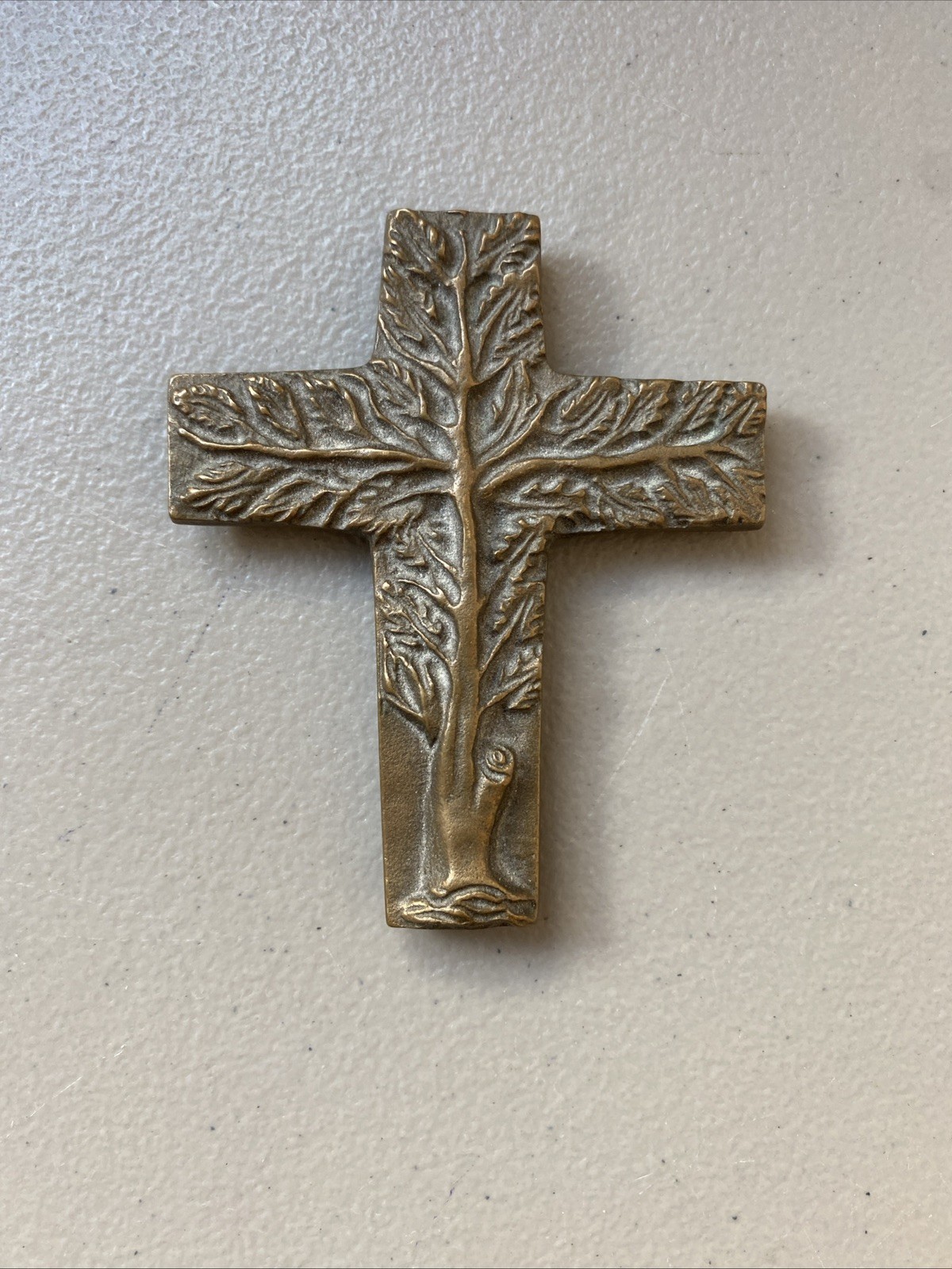 Vintage German TREE OF LIFE Bronze Wall Cross 4” x 3.5” wide Vintage German TREE OF LIFE Bronze Wall Cross 4” x 3.5” wide