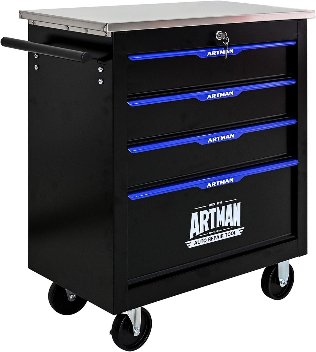 1/4/5/6/7-Drawer Rolling Tool Chest with Key Lock, Black & Blue