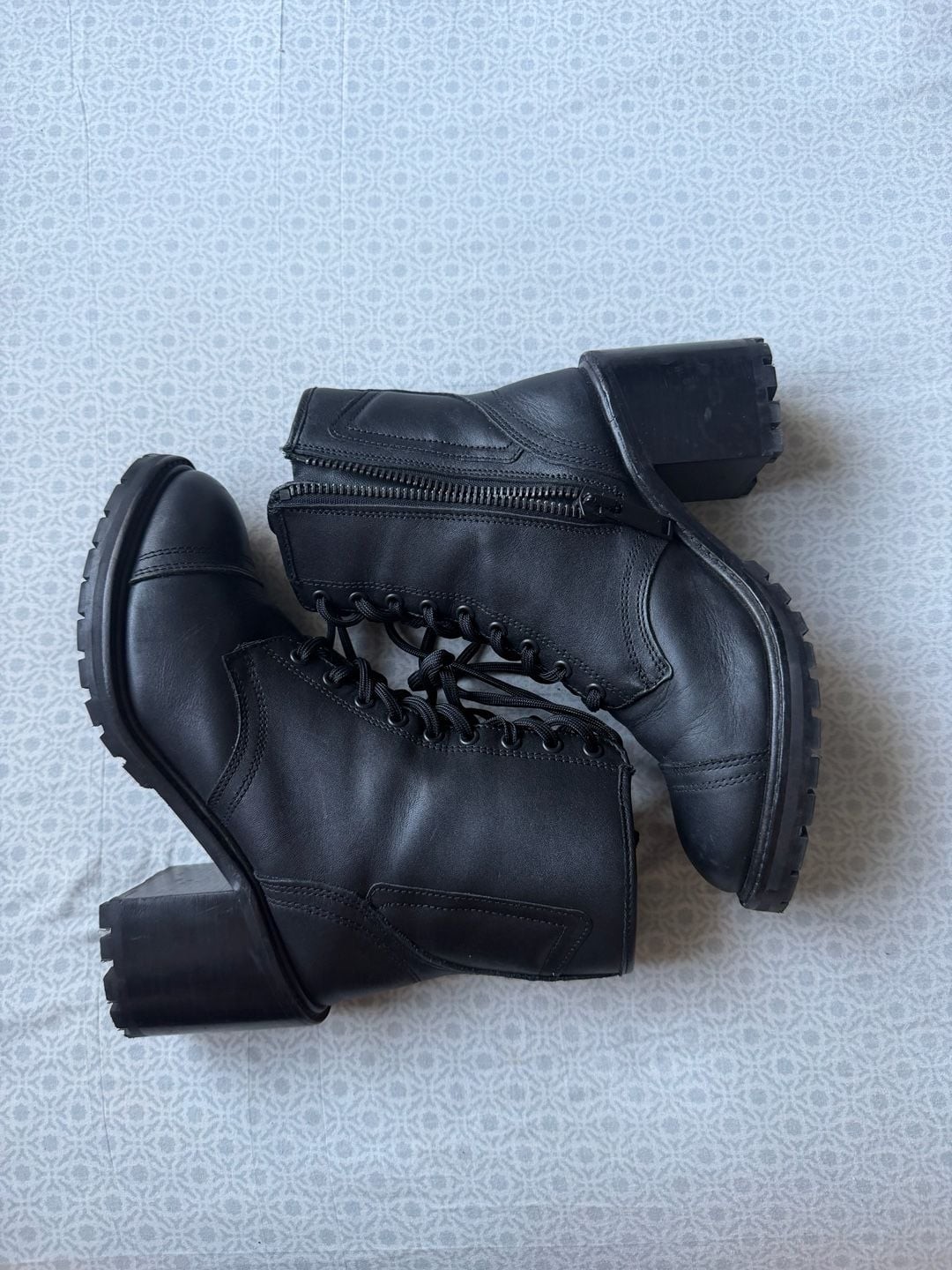 Thursday Boot Co. Heartbreaker Black Leather Heeled Combat Boots Women\'s Size 8 Thursday Boot Co. Heartbreaker Black Leather Heeled Combat Boots Women\'s Size 8