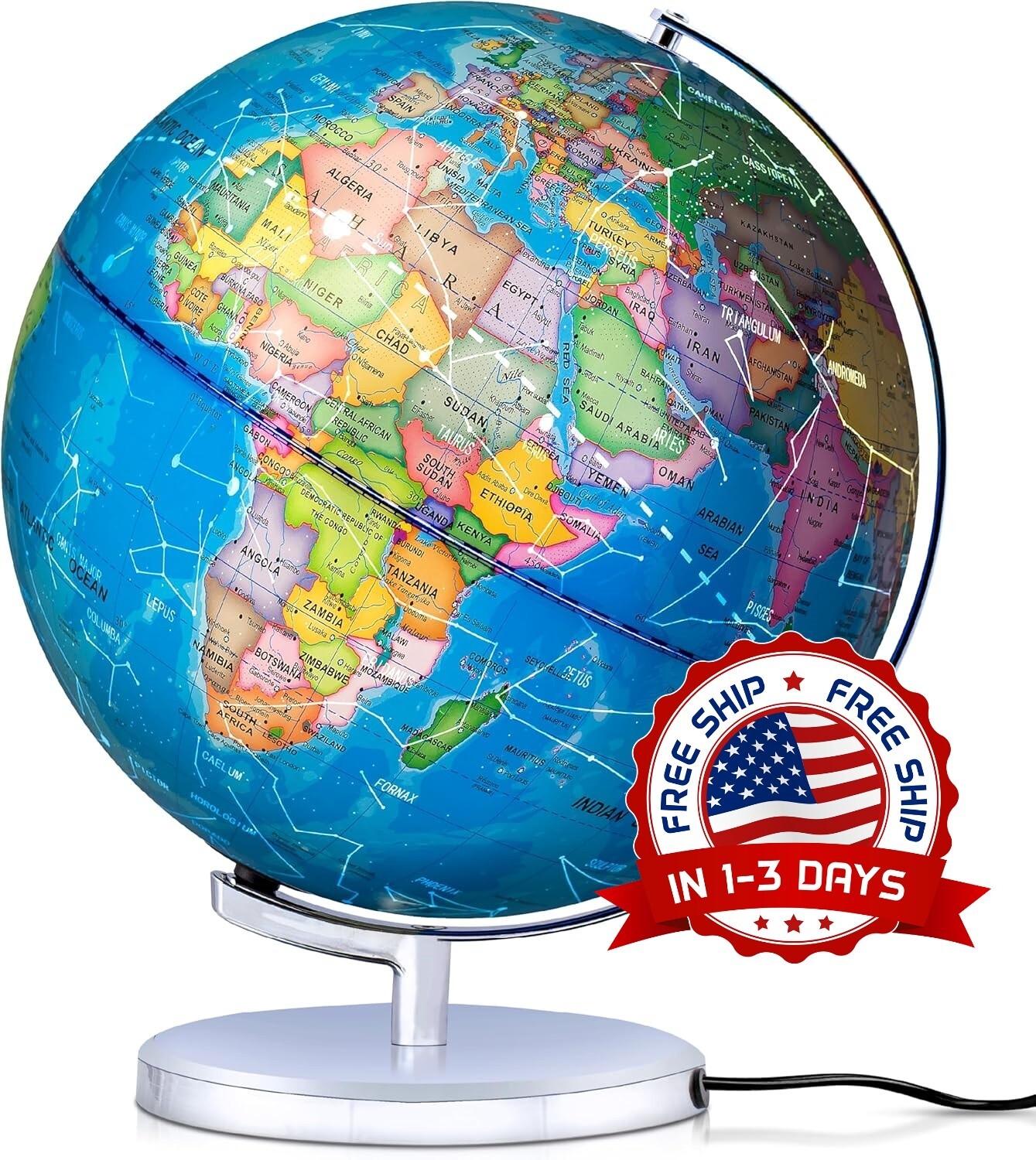 Mapa del globo terráqueo y mapas de constelaciones para fines educativos, NEW US Mapa del globo terráqueo y mapas de constelaciones para fines educativos, NEW US