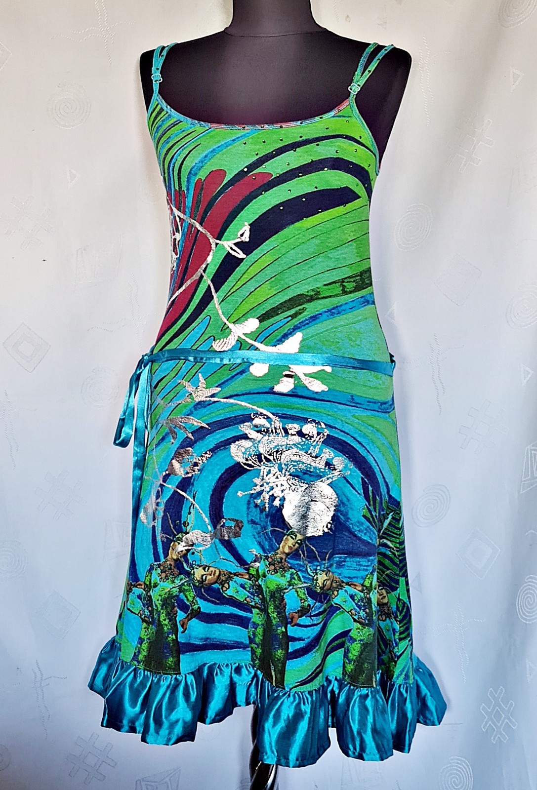 DRESS AUTHENTIC DESIGUAL EMBROIDERY LOGO CIRCQUE DU SOLEIL WOMENS US 4 XS EU 32