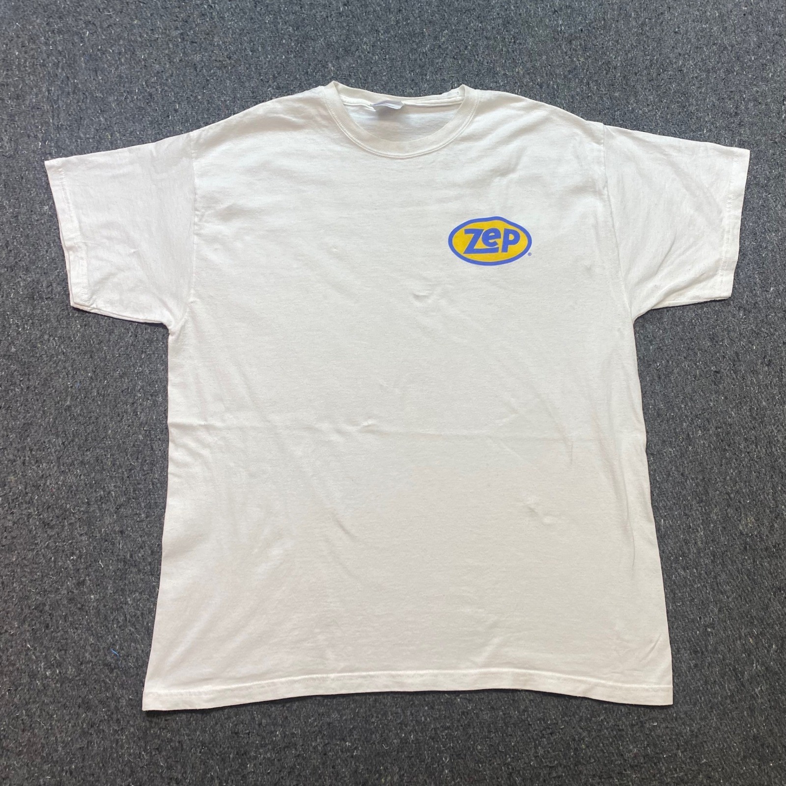 Zep Cleaning Supplies TShirt Sz L Mens White Skater Grunge Corporate Logo Tee Zep Cleaning Supplies TShirt Sz L Mens White Skater Grunge Corporate Logo Tee