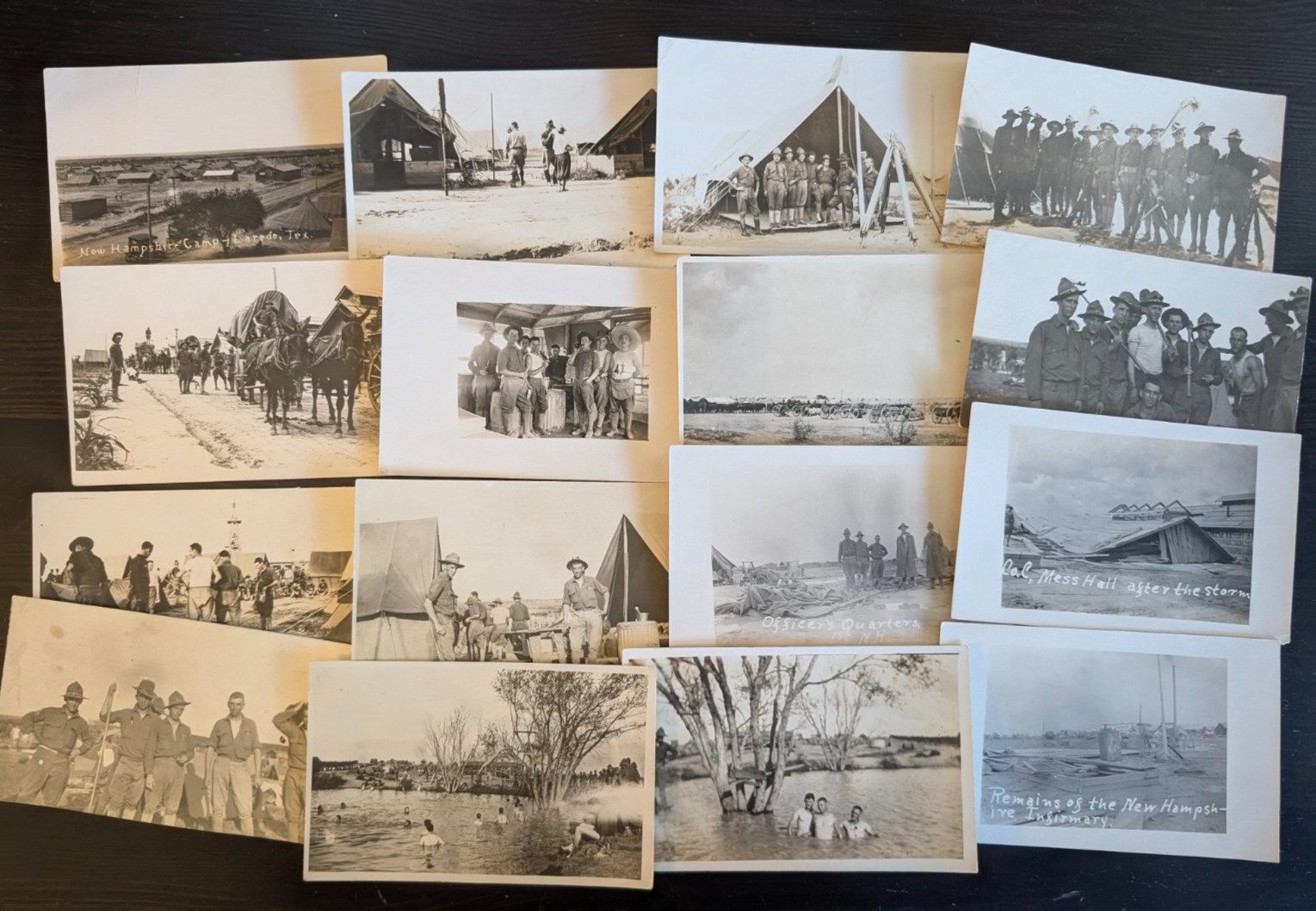 RPPC New Hampshire Camp Laredo Texas Soldiers Wagon Storm Ruins 16 Postcards