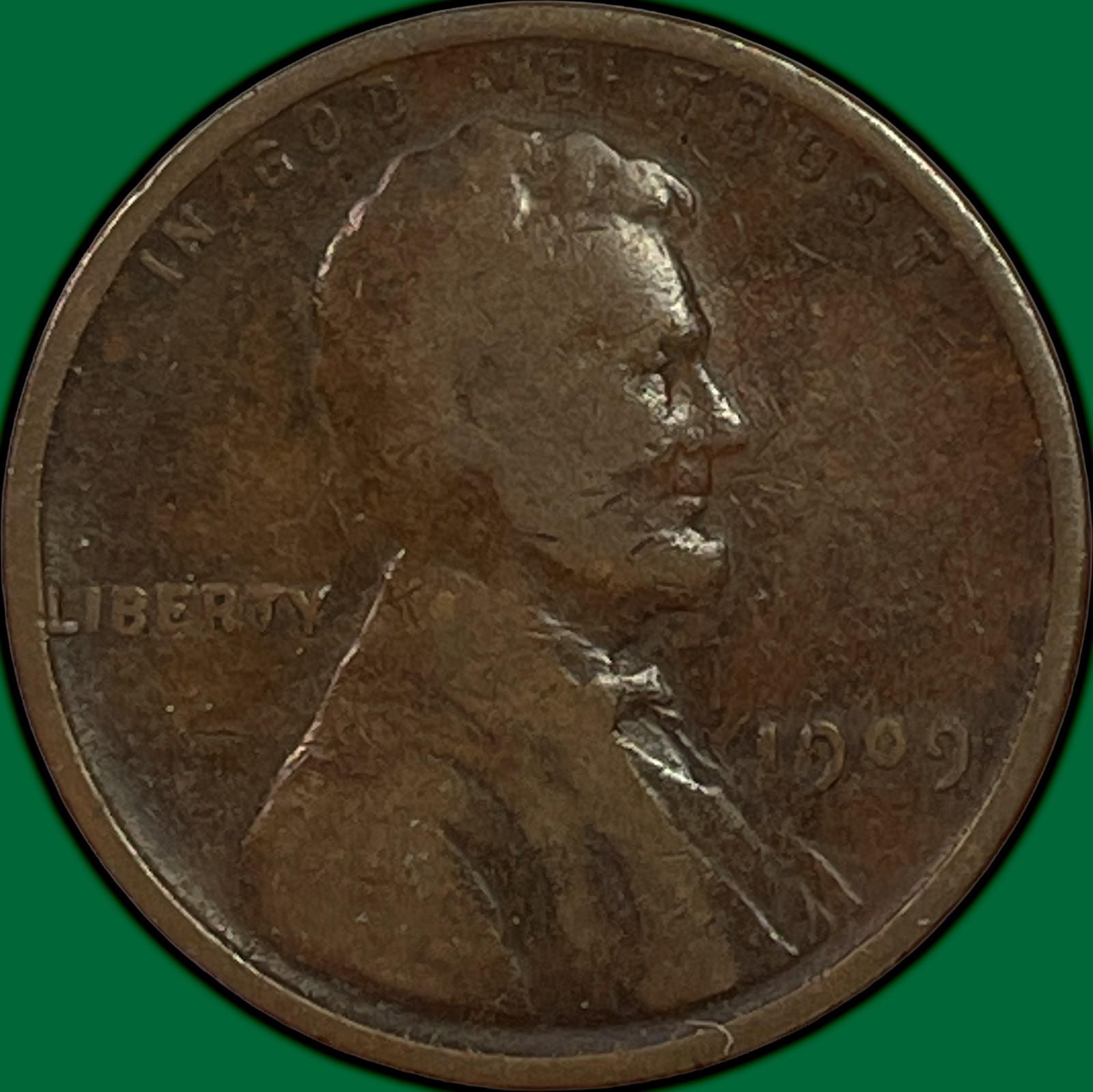1909-VDB Lincoln Wheat Cent Very Good VG Coin #48239