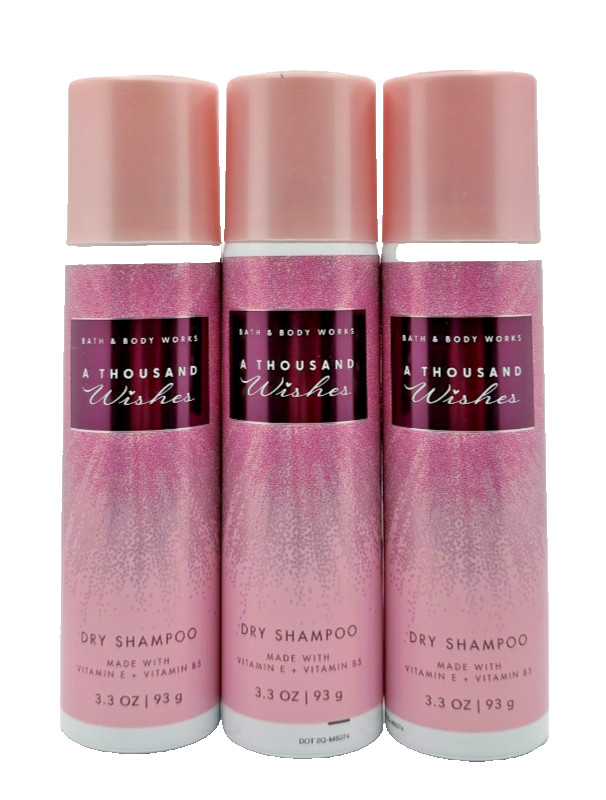 NEW Bath & Body Works Lot of 3 Bottles A Thousand Wishes Dry Shampoo 3.3 oz Full NEW Bath & Body Works Lot of 3 Bottles A Thousand Wishes Dry Shampoo 3.3 oz Full