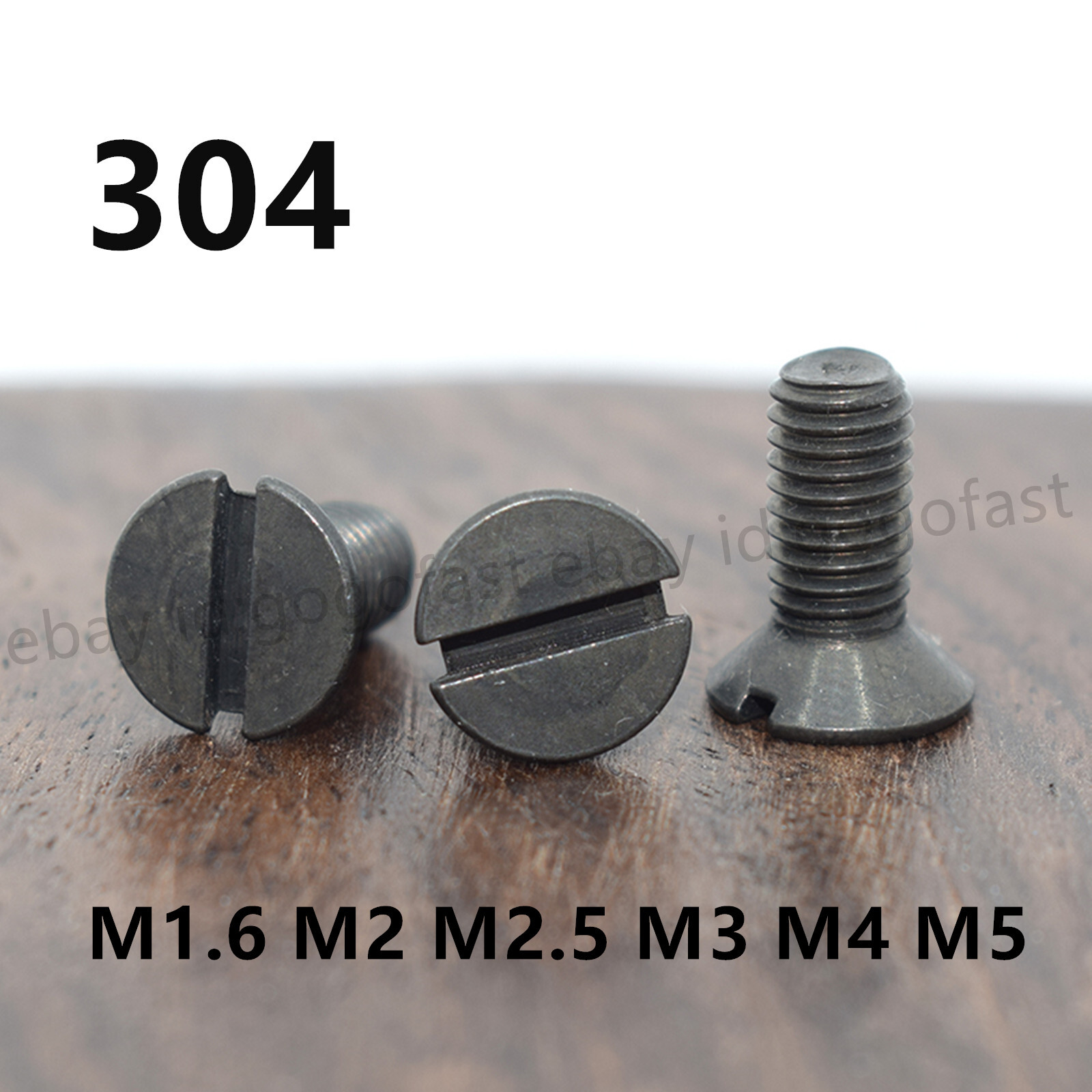 Black 304 Stainless Steel Slotted Countersunk Flat Head Screws M1.6 M2 M3 M4 M5 Black 304 Stainless Steel Slotted Countersunk Flat Head Screws M1.6 M2 M3 M4 M5