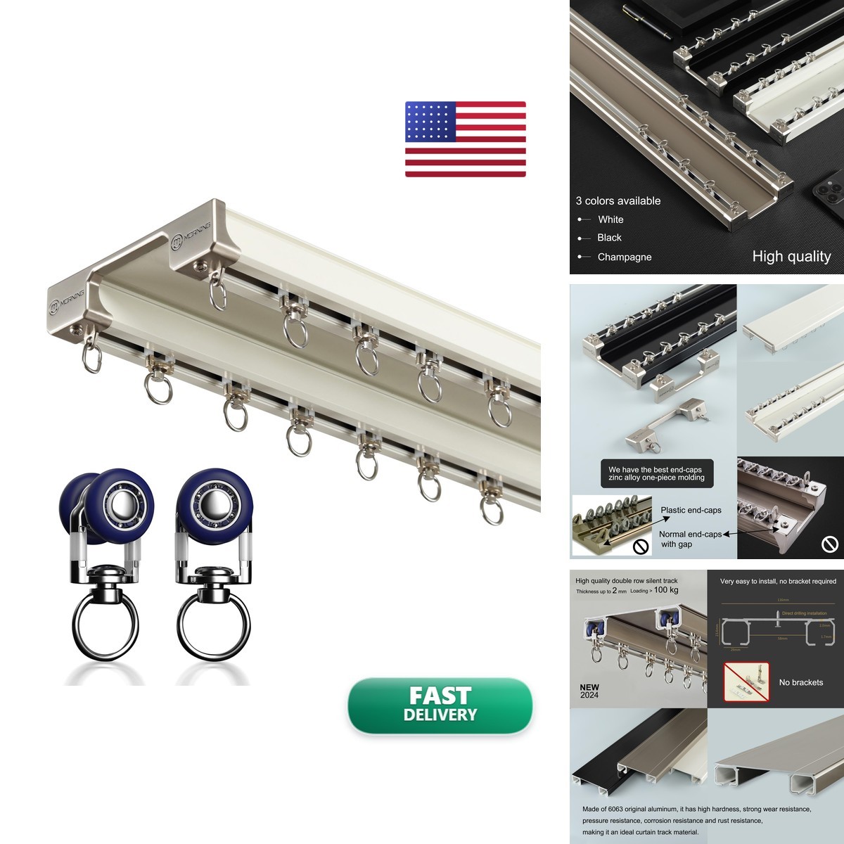 YXHOMME Double Row Ceiling Curtain Track - Ceiling Mounted Curtain Double Rails