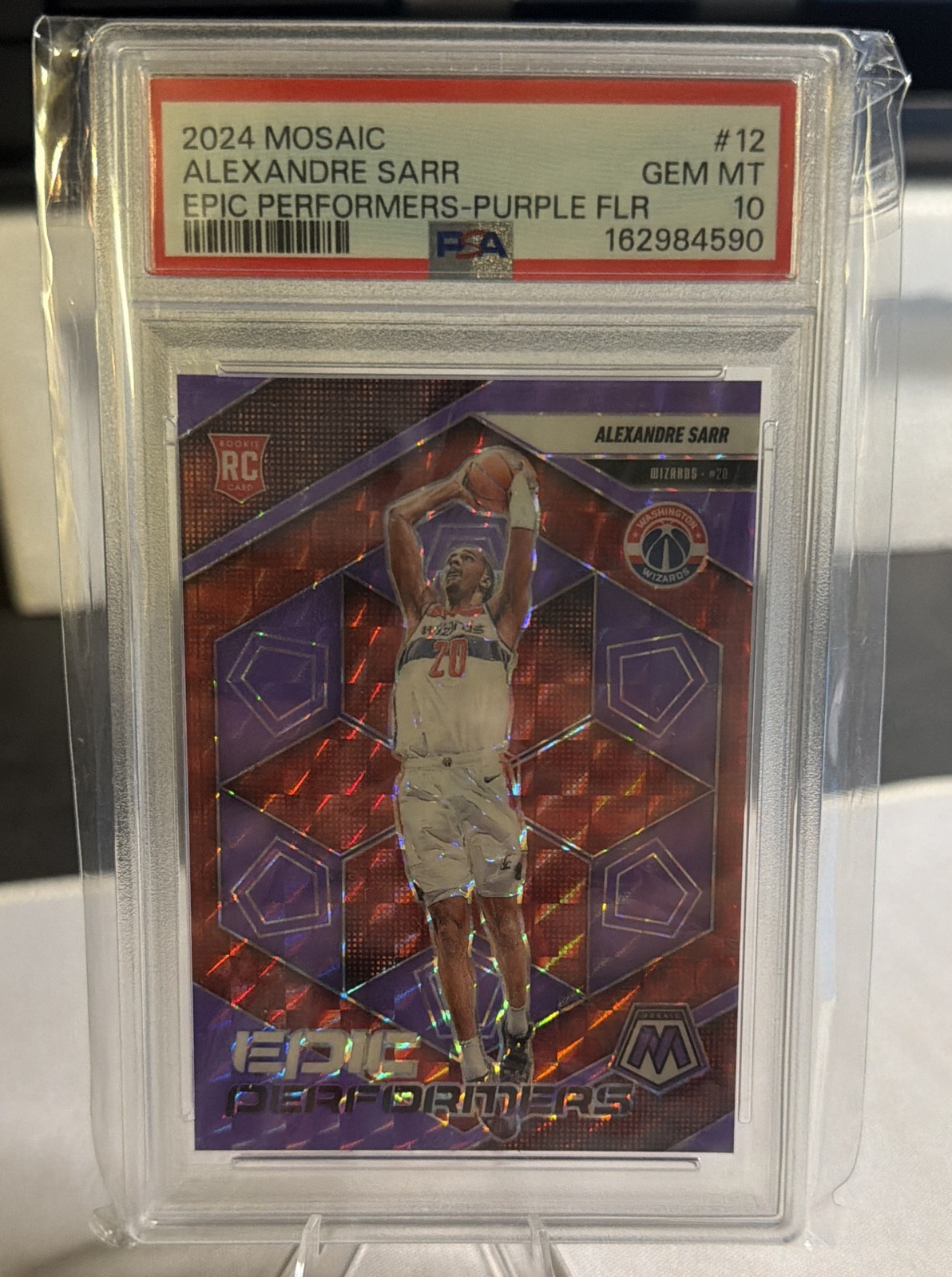 2024-25 Panini Mosaic - Epic Performers Alexandre Sarr #12 Fluorescent Purple...