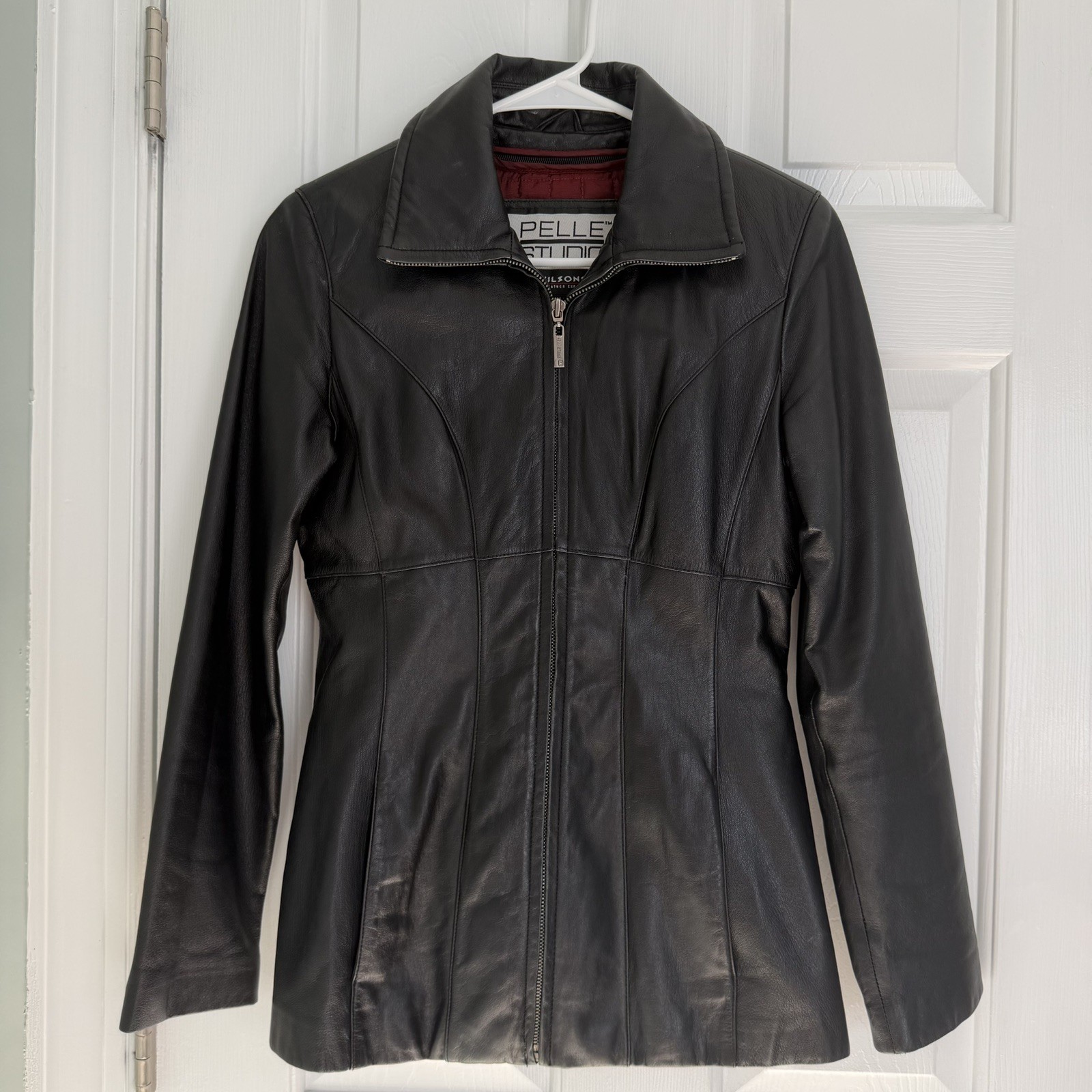 Wilsons Leather Pelle Studio Black Zip-up Jacket Removable Thinsulate Lining XS