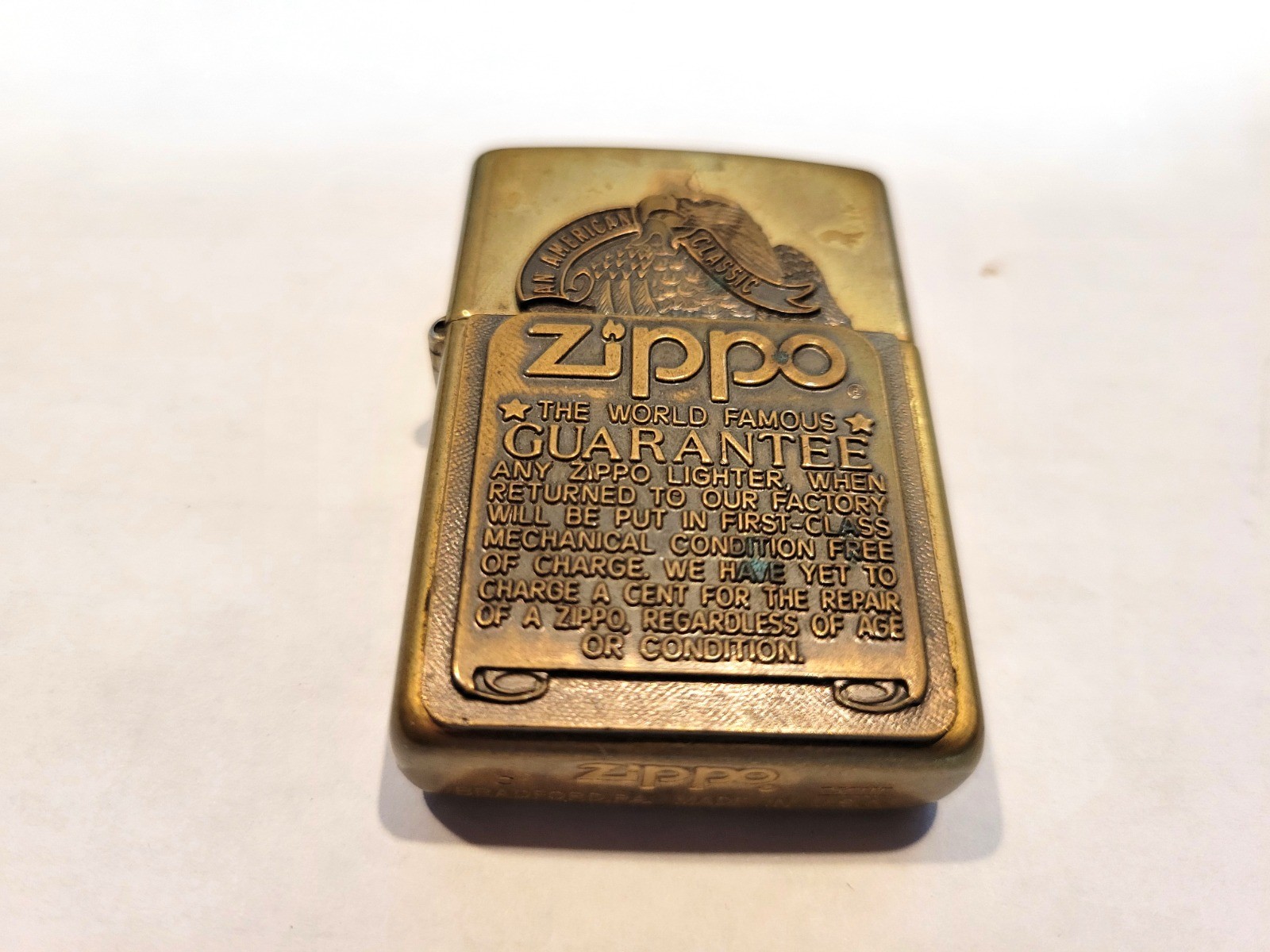 Wroking  Brass Zippo Lighter 1997 An American Classic Guarantee new flint