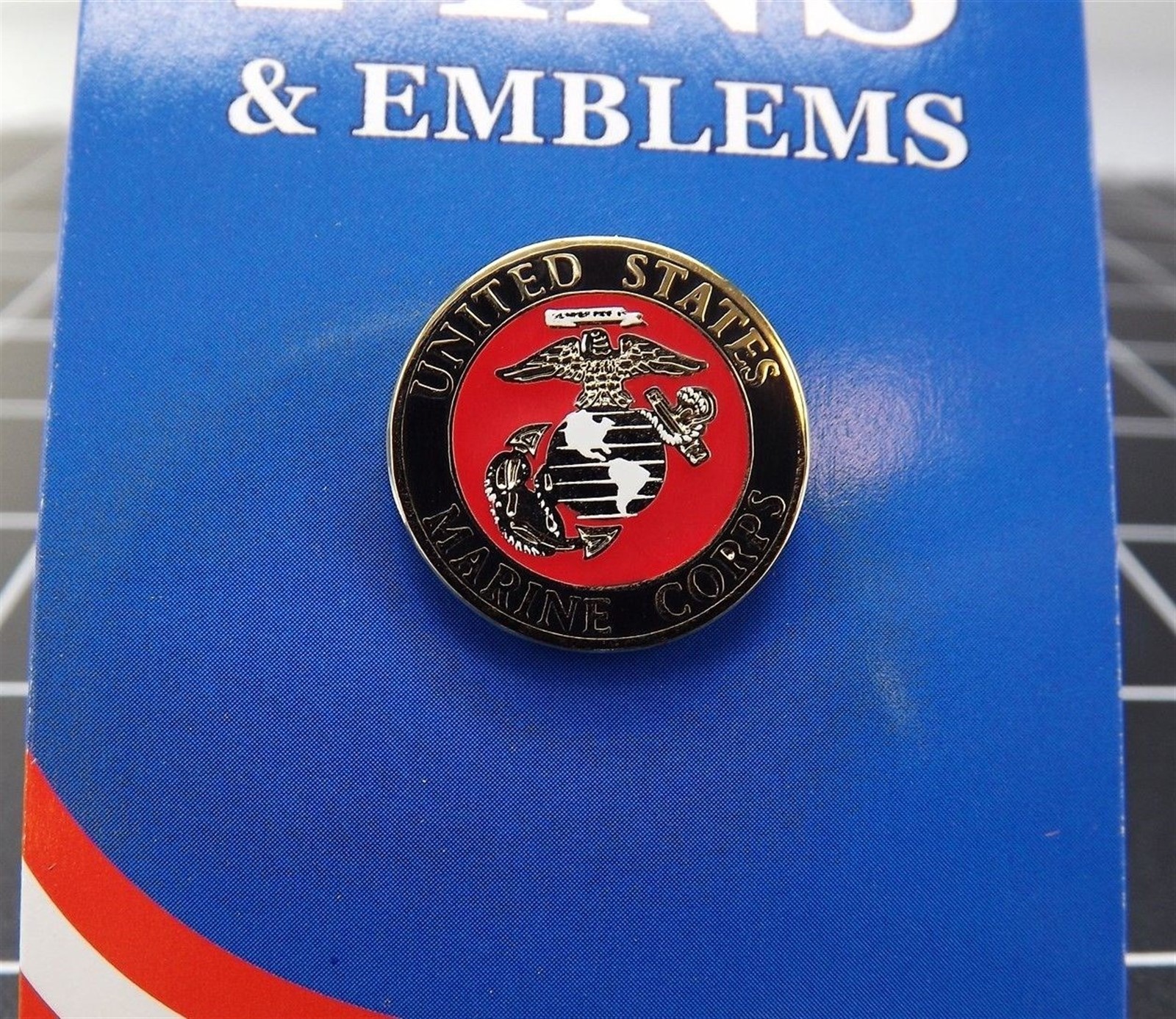 FREE SHIP Lapel Pin USMC United States Marine Corps Red & Black Enamel 3/4