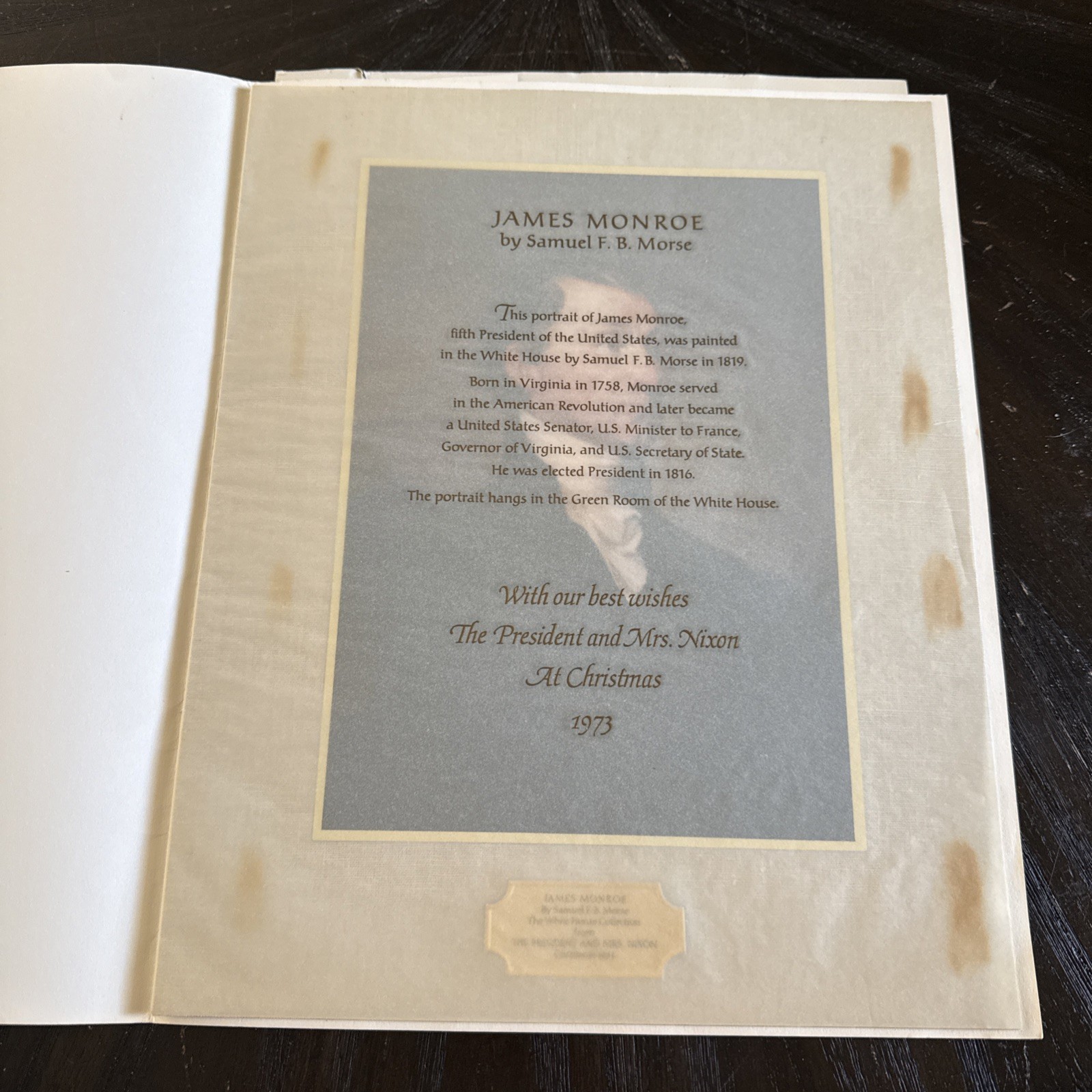 1973 Richard Nixon Christmas Limited Edition Gift Print - James Monroe Hallmark 1973 Richard Nixon Christmas Limited Edition Gift Print - James Monroe Hallmark