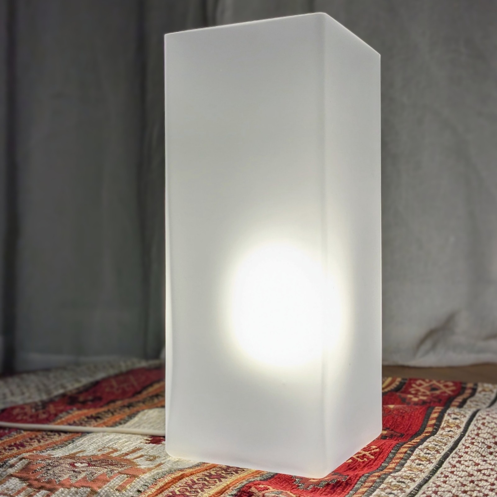 Vintage IKEA Grono Large 11 x 4.5 in Frosted Square Table Lamp w/E26 Blub Base