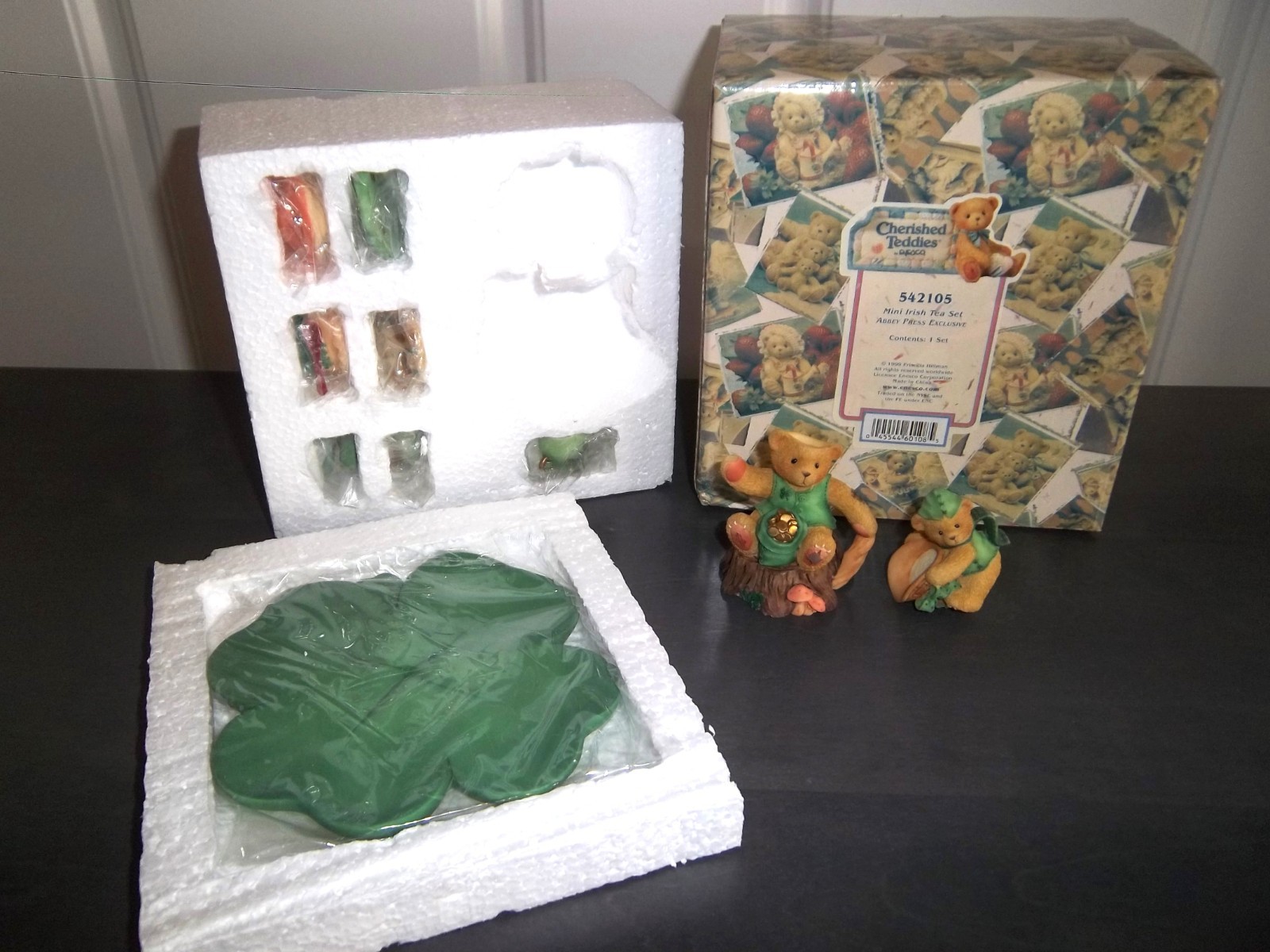 RARE Abbey Press Excl CHERISHED TEDDIES Mini Irish Tea Set 542105 ST PATRICK'S