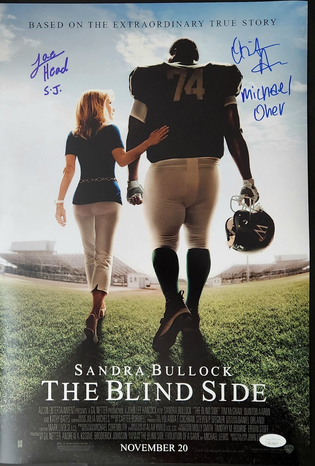 The Blind Side Cast Autographed Movie Mini Poster JSA COA MICHAEL OHER