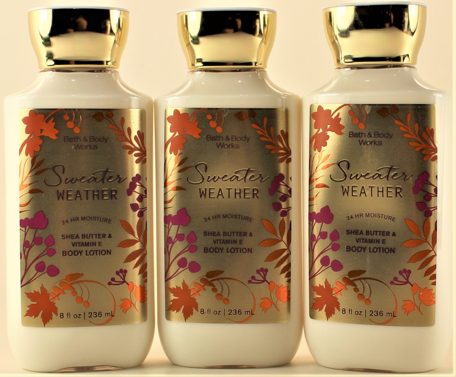 QTY 3 - Bath & Body Works SWEATER WEATHER Body Lotion Moisturizer Cream 8oz QTY 3 - Bath & Body Works SWEATER WEATHER Body Lotion Moisturizer Cream 8oz