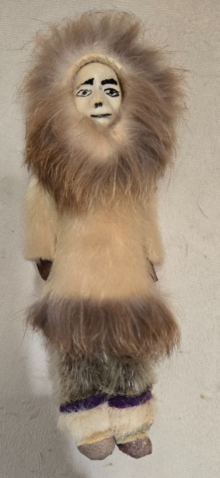 Vintage Alaskan Inuit Doll - Real Fur Removable Clothing - Reindeer Horn Body