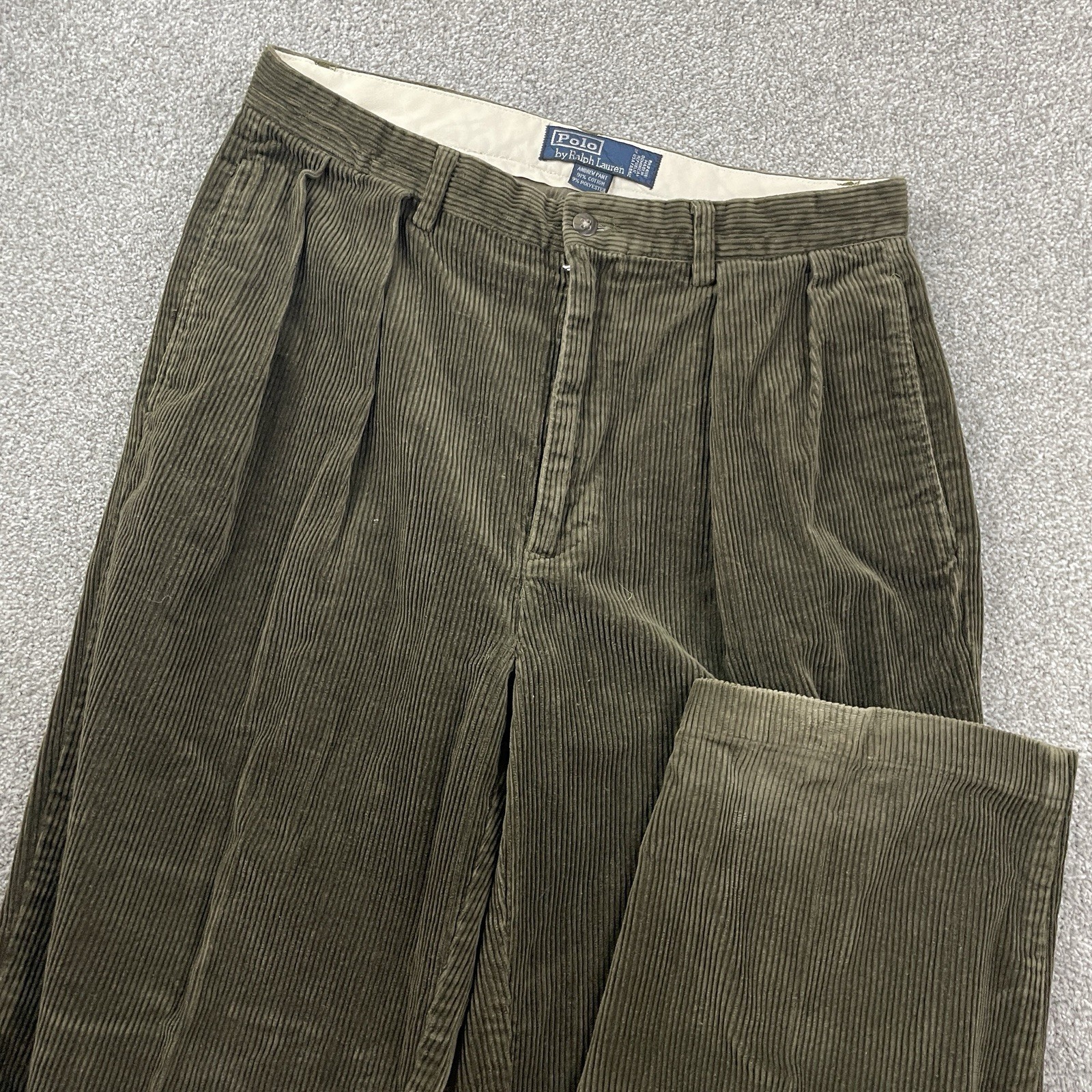 Vintage Polo Ralph Lauren Double Pleated Andrew Corduroy Pants 31x30 (Fit 30x30) Vintage Polo Ralph Lauren Double Pleated Andrew Corduroy Pants 31x30 (Fit 30x30)