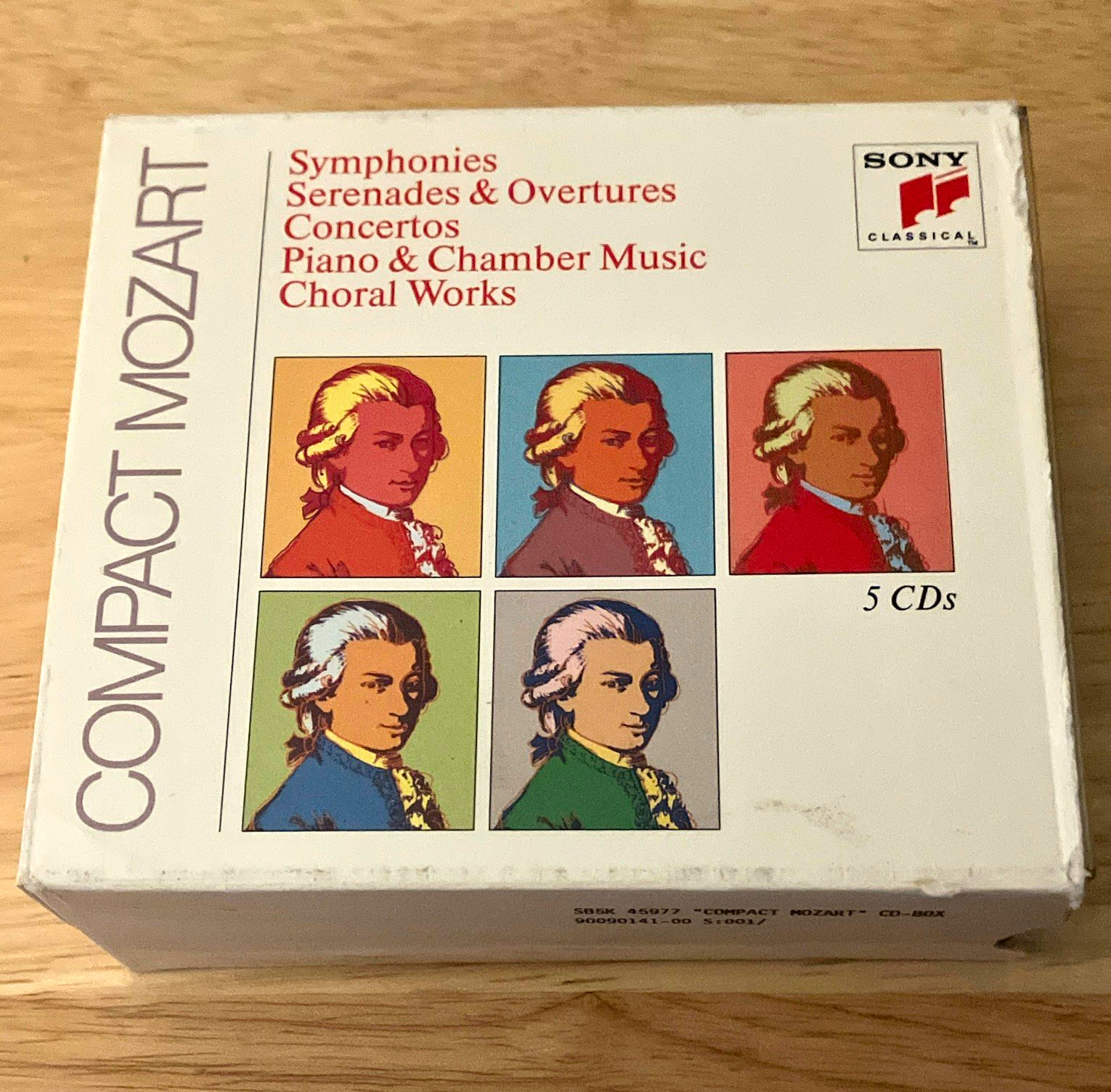 Sony Classical Compact Mozart 5CD Box Set Compilation SB5K 45 977 1990 Sony Classical Compact Mozart 5CD Box Set Compilation SB5K 45 977 1990