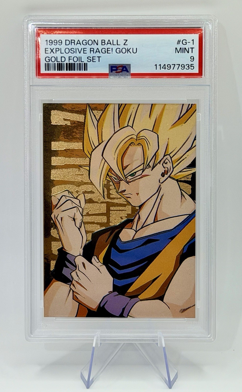 1999 Dragon Ball Z Super Saiyan Goku Gold Metallic Gold Foil PSA 9 NONE HIGHER
