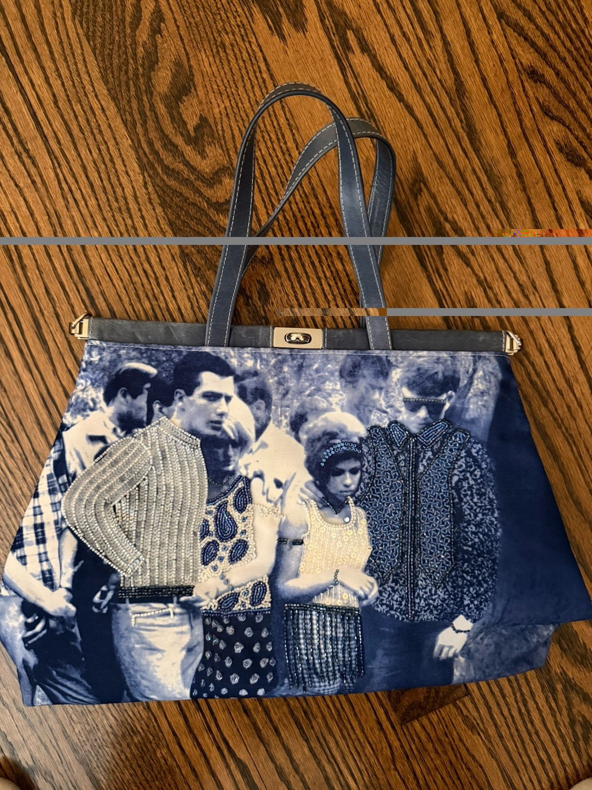 Rare Isabella Fiore Blue Beaded Family Portrait Frame HandBag Y2K Nordstrom