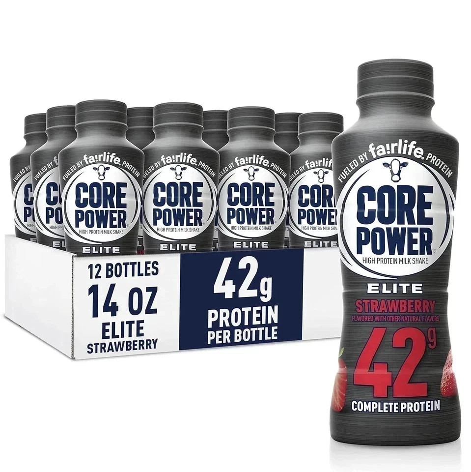 Core Power Elite High Protein Shake Strawberry 42g Bottle 14oz 12 Pack