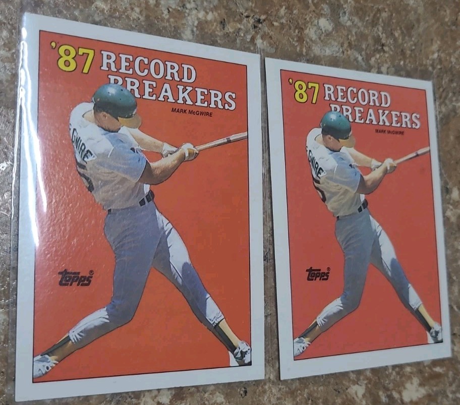 1988 Topps Baseball Mark McGwire 87 Record Breakers #3 Triangle Error Card x2 1988 Topps Baseball Mark McGwire 87 Record Breakers #3 Triangle Error Card x2