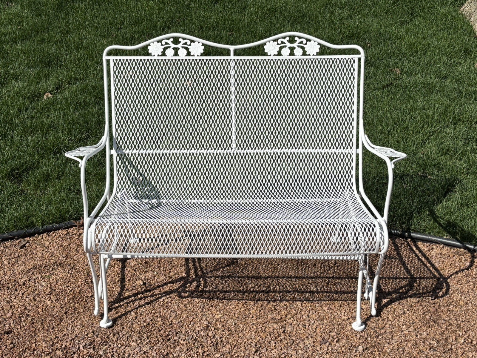 Vintage Woodard Two Seat, Metal Glider. Freshly painted.