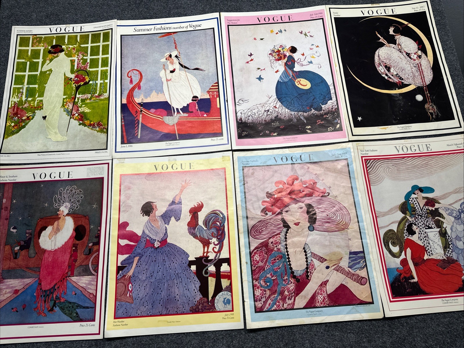 Vintage 1975 Vogue Poster Book 14pc Lot Diana Vreeland Art Deco Fashion Covers