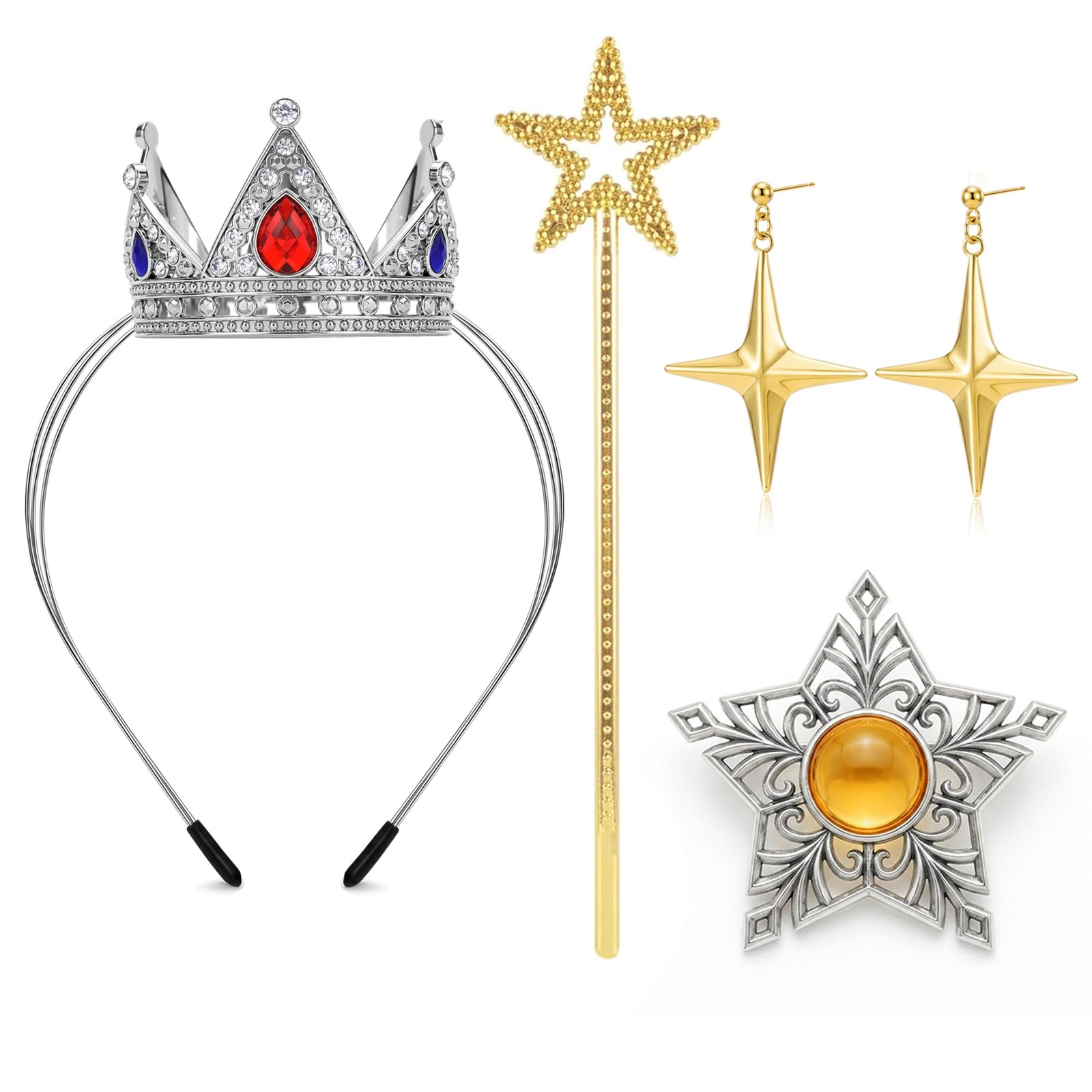 MELLIFO Princess Rosalina Costume Accessories Set Red Blue One Size, Gold MELLIFO Princess Rosalina Costume Accessories Set Red Blue One Size, Gold