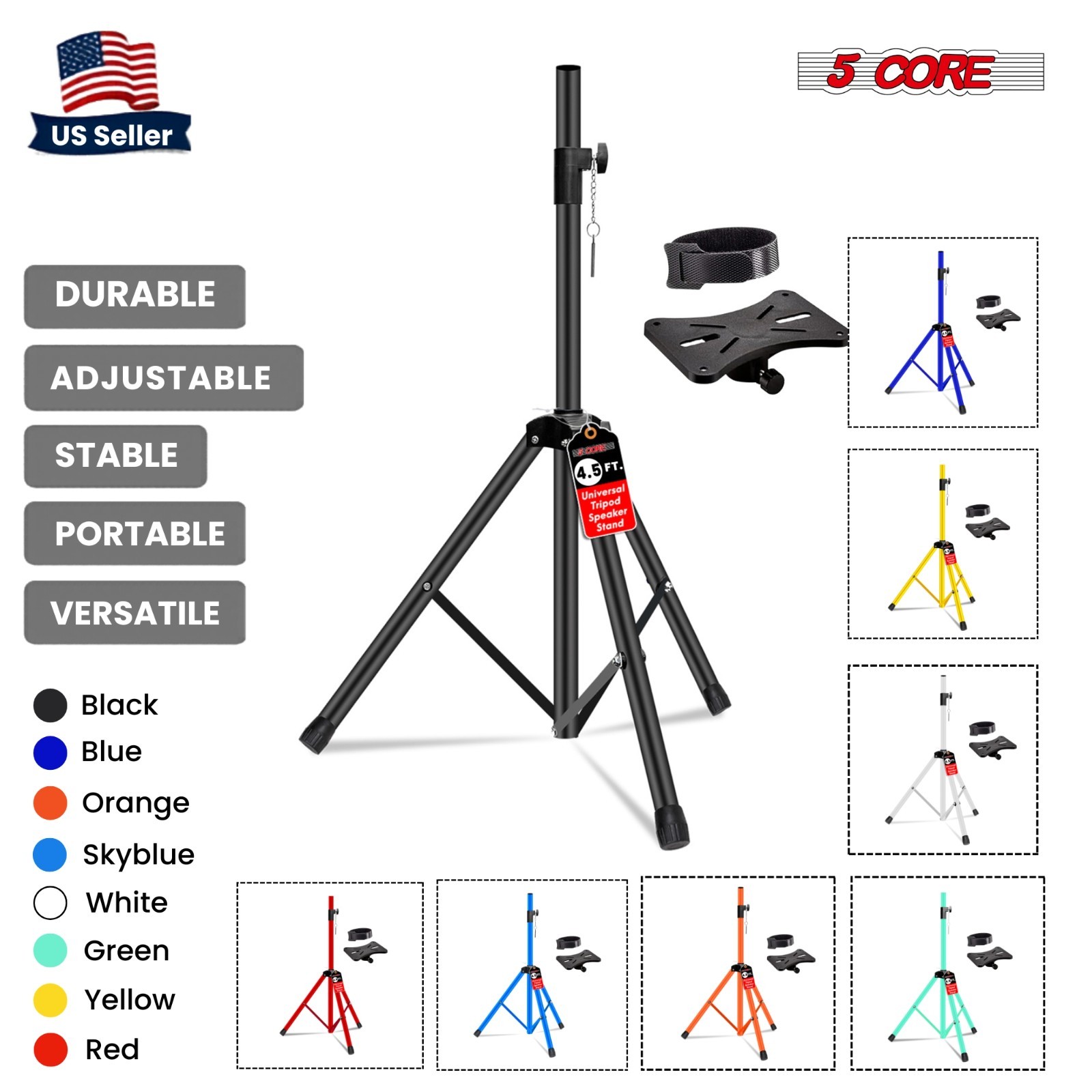 5Core Speaker Stand Tripod Heavy Duty Adjustable 54