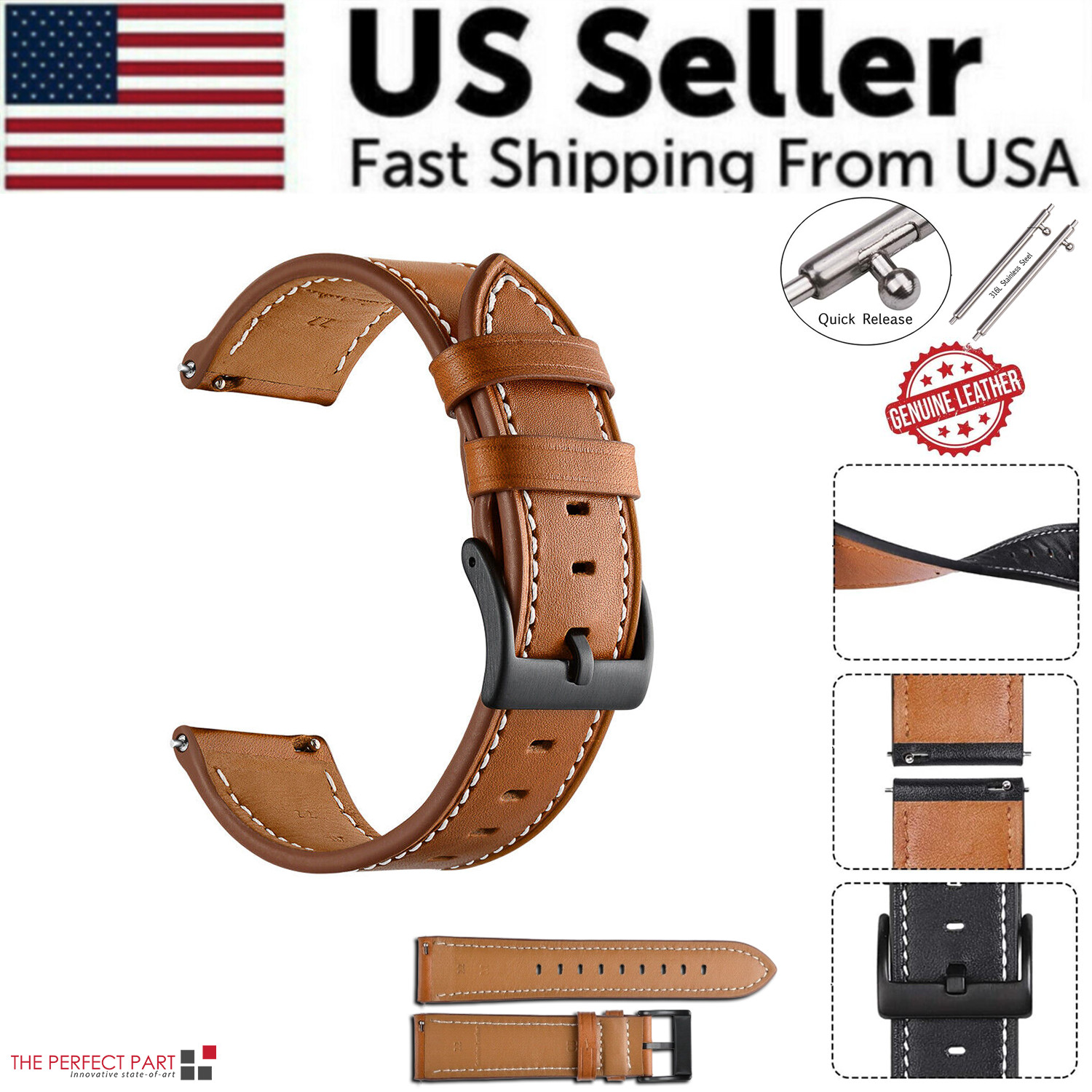 18mm 20mm 22mm Classic Genuine Leather Watch Band Strap Quick Release Wristband 18mm 20mm 22mm Classic Genuine Leather Watch Band Strap Quick Release Wristband