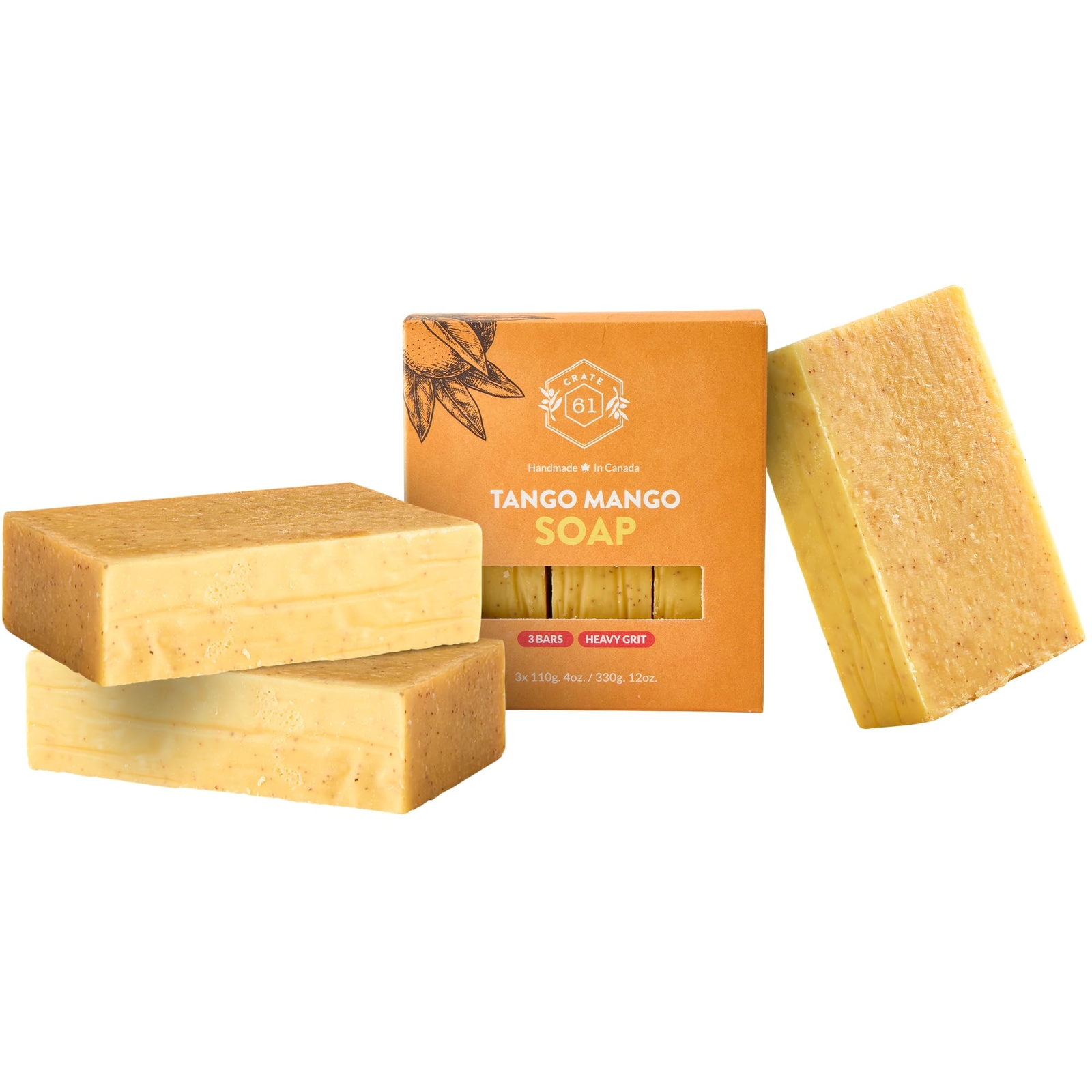 Crate 61 Tango Mango Handmade Cold Process Soap Pack of 3 Natural Vegan Bars
