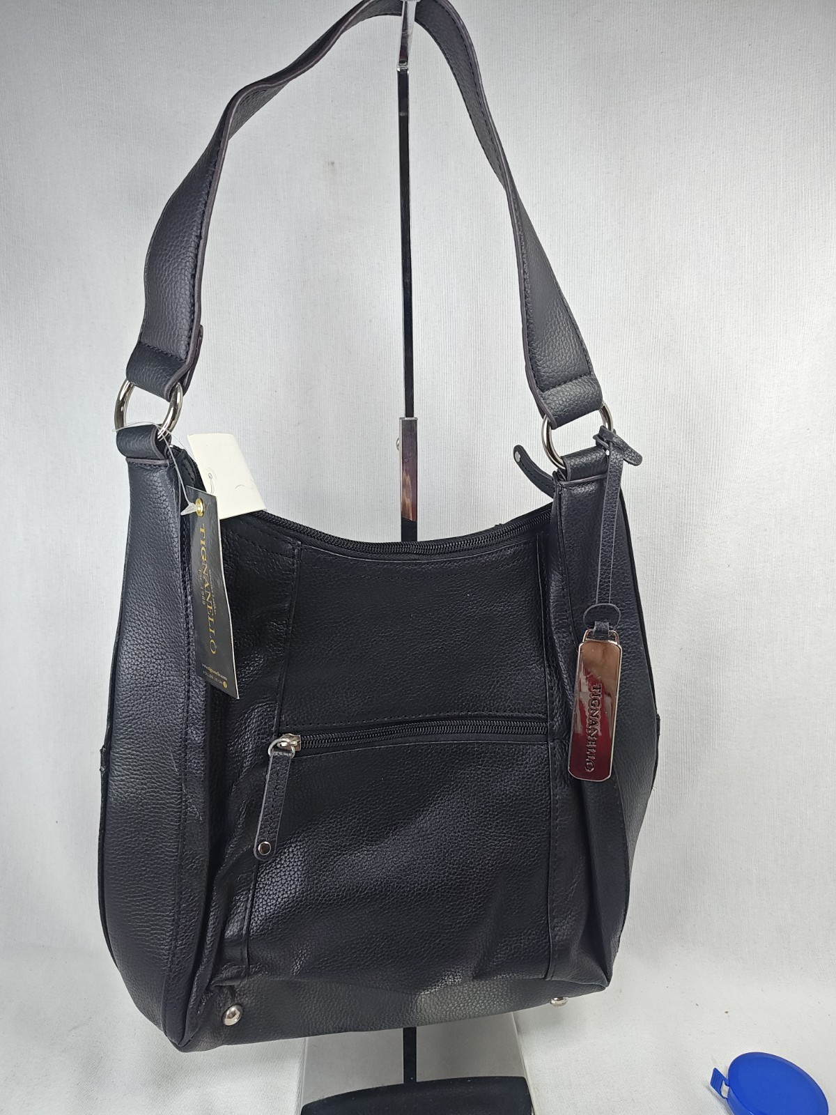 Tignanello Back to Basics Hobo Black Pebble Leather Shoulder Bag NWT T74710