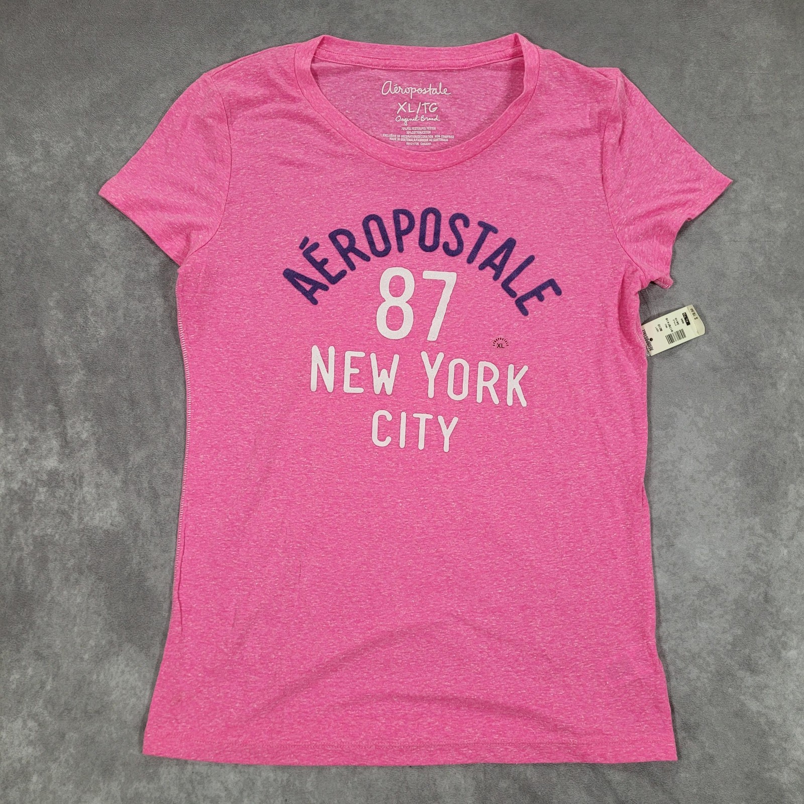 Aeropostale Shirt Womens XL Pink 87 New York City Graphic Tee Y2K Top Preppy