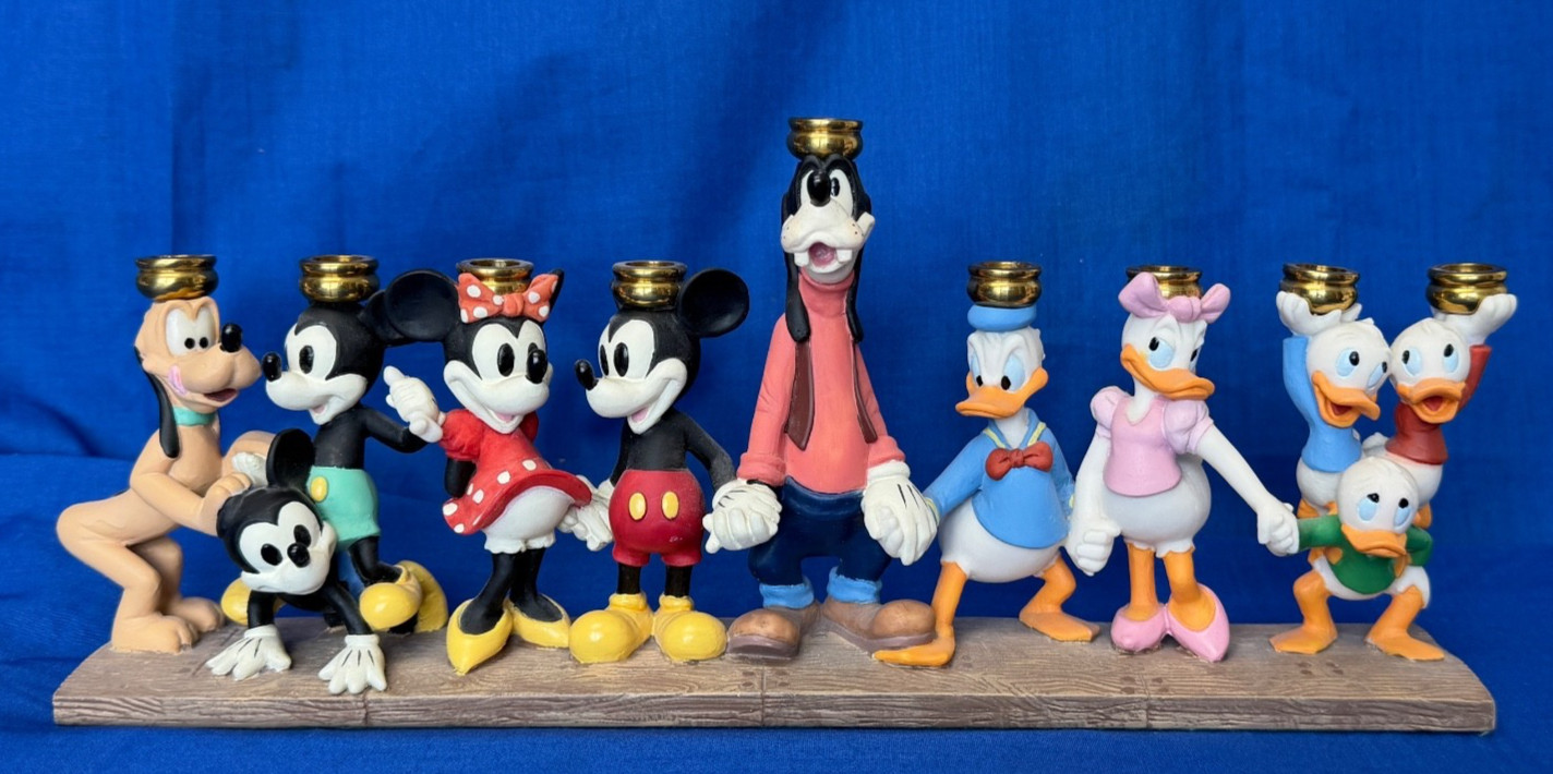 Rare Vintage Disney Mickey & Friends Hanukkah Menorah Candle Holder 1995