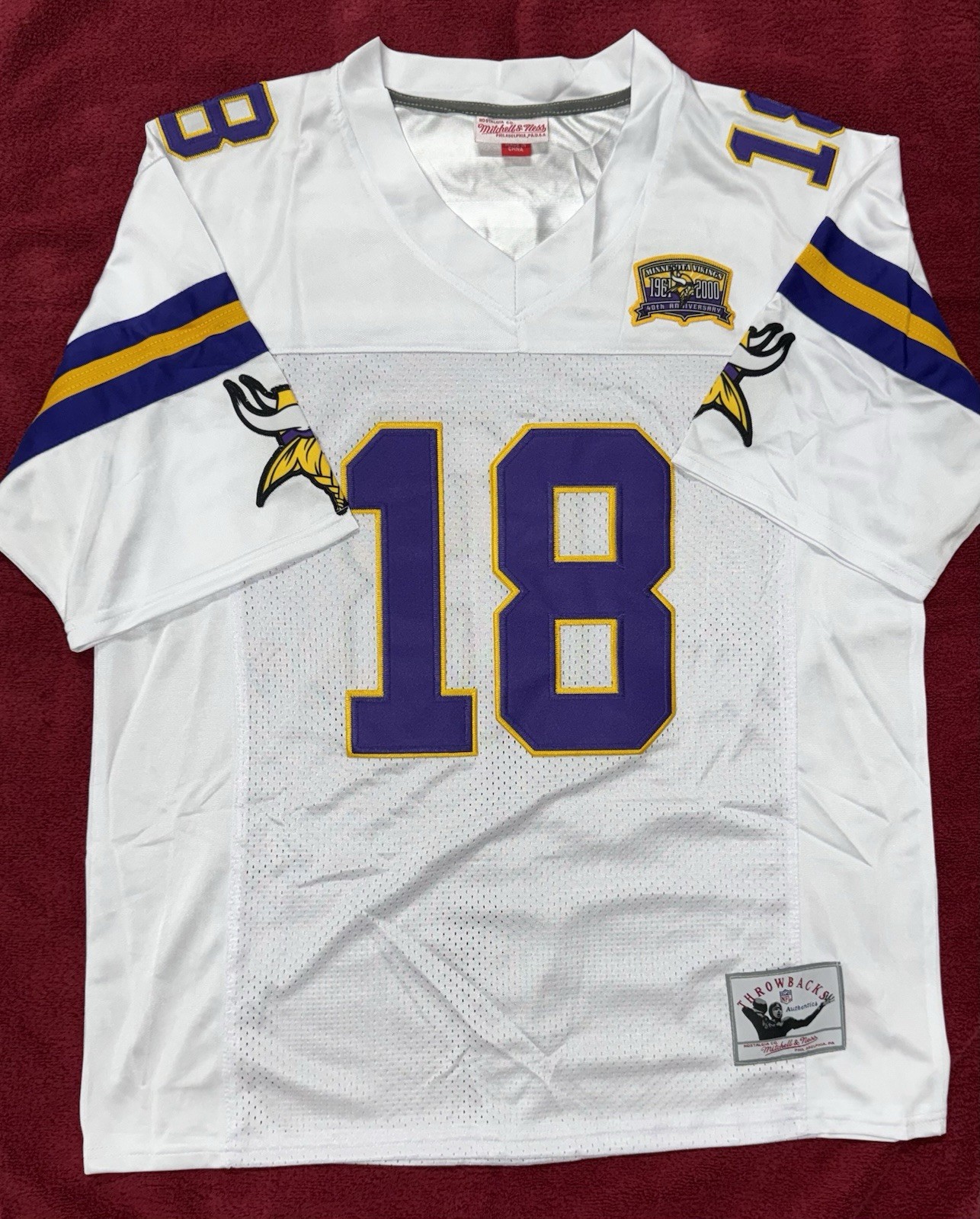 Justin Jefferson Minnesota Vikings Throwback White Jersey Size Large