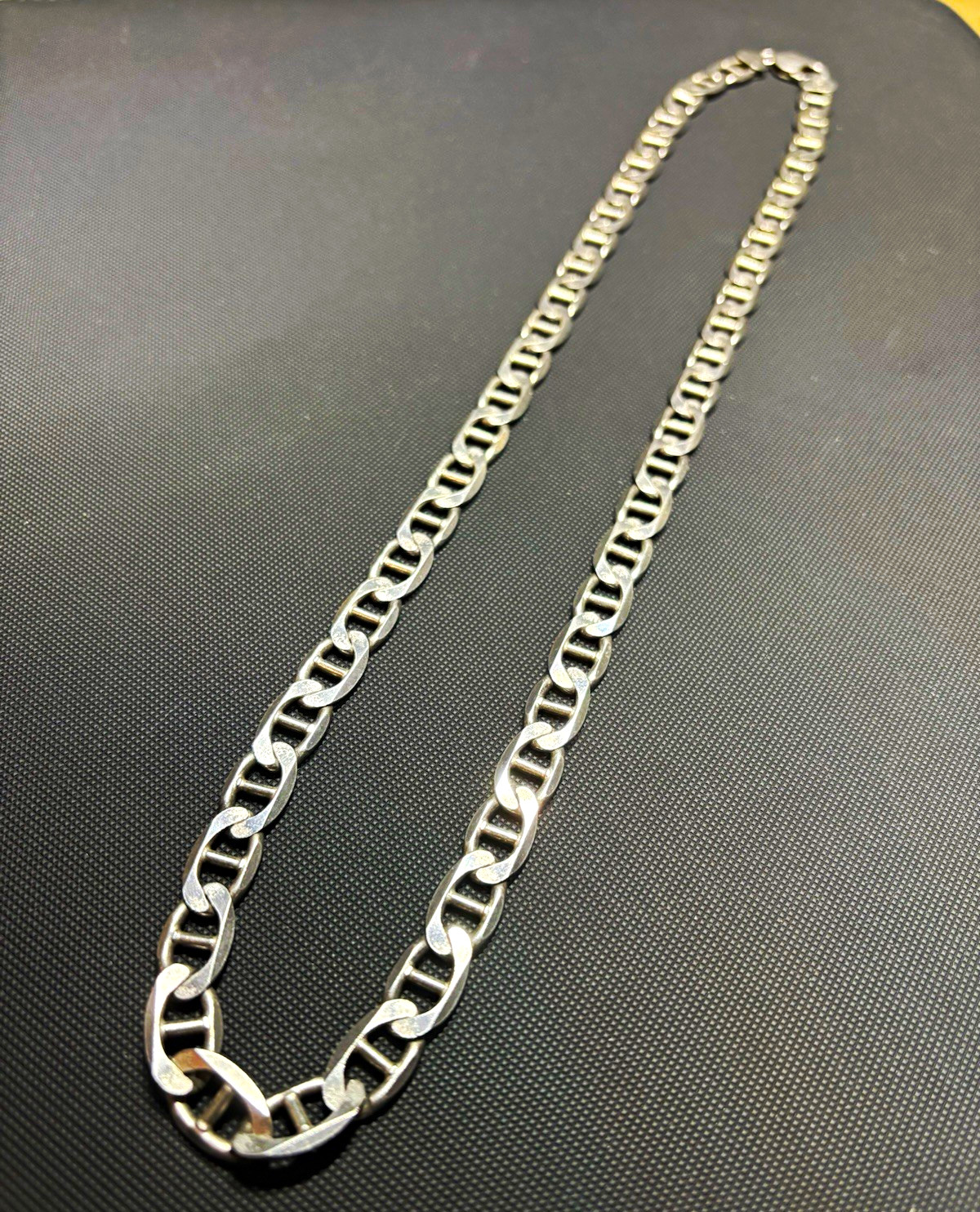 HEAVY Vintage 26” solid sterling silver mariner link necklace 79 grams Italy