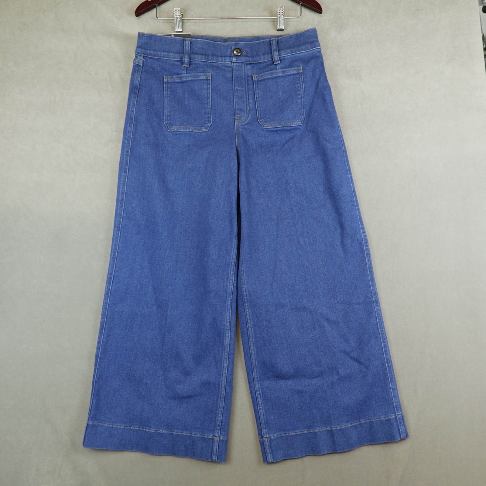 NWT Spanx SPANXshape EveryWear Cropped Wide Leg Jeans Patch Pockets 21054R Sz XL