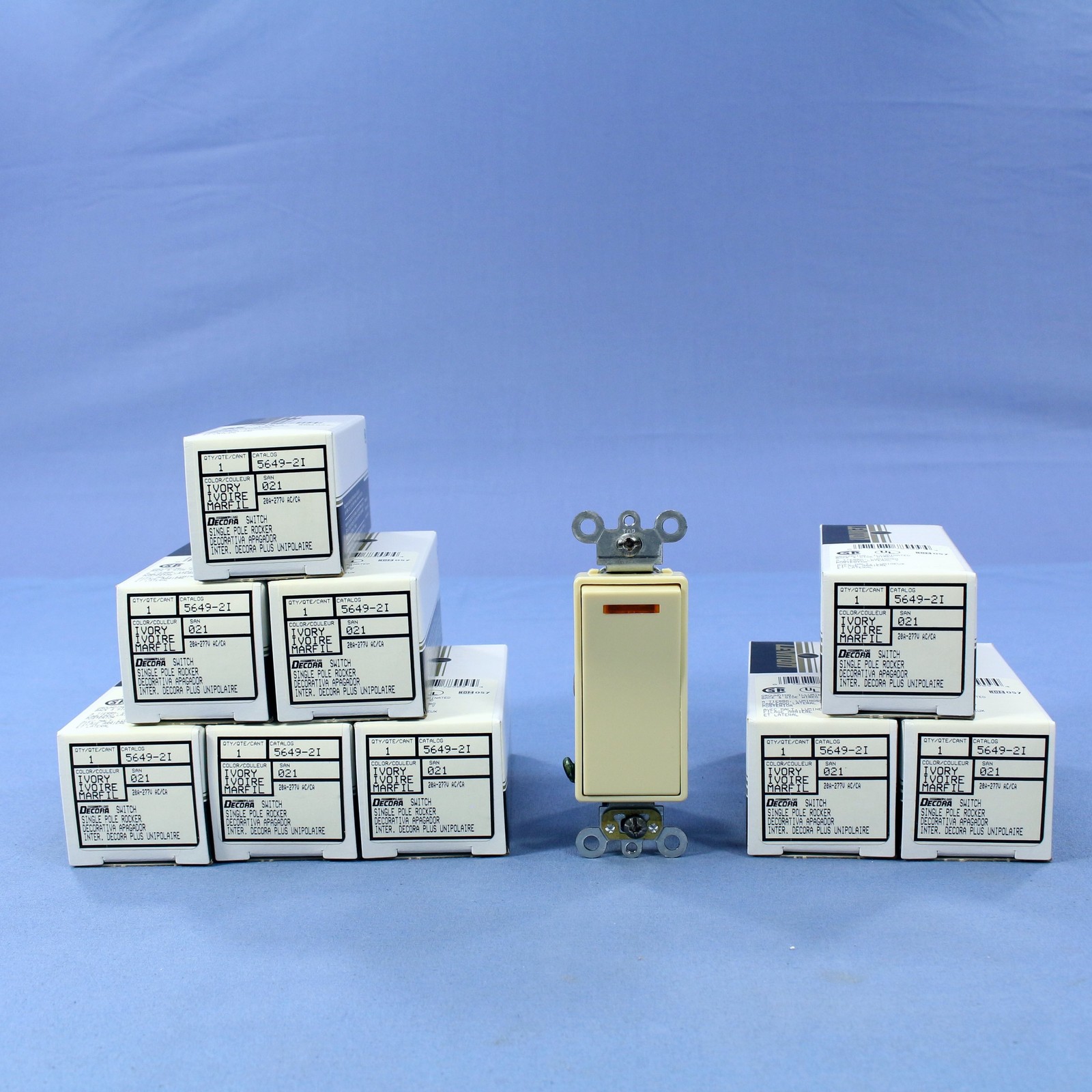 Leviton 5649-2I Ivory Decora Lighted Commercial Rocker Light Switches 277V 10pcs