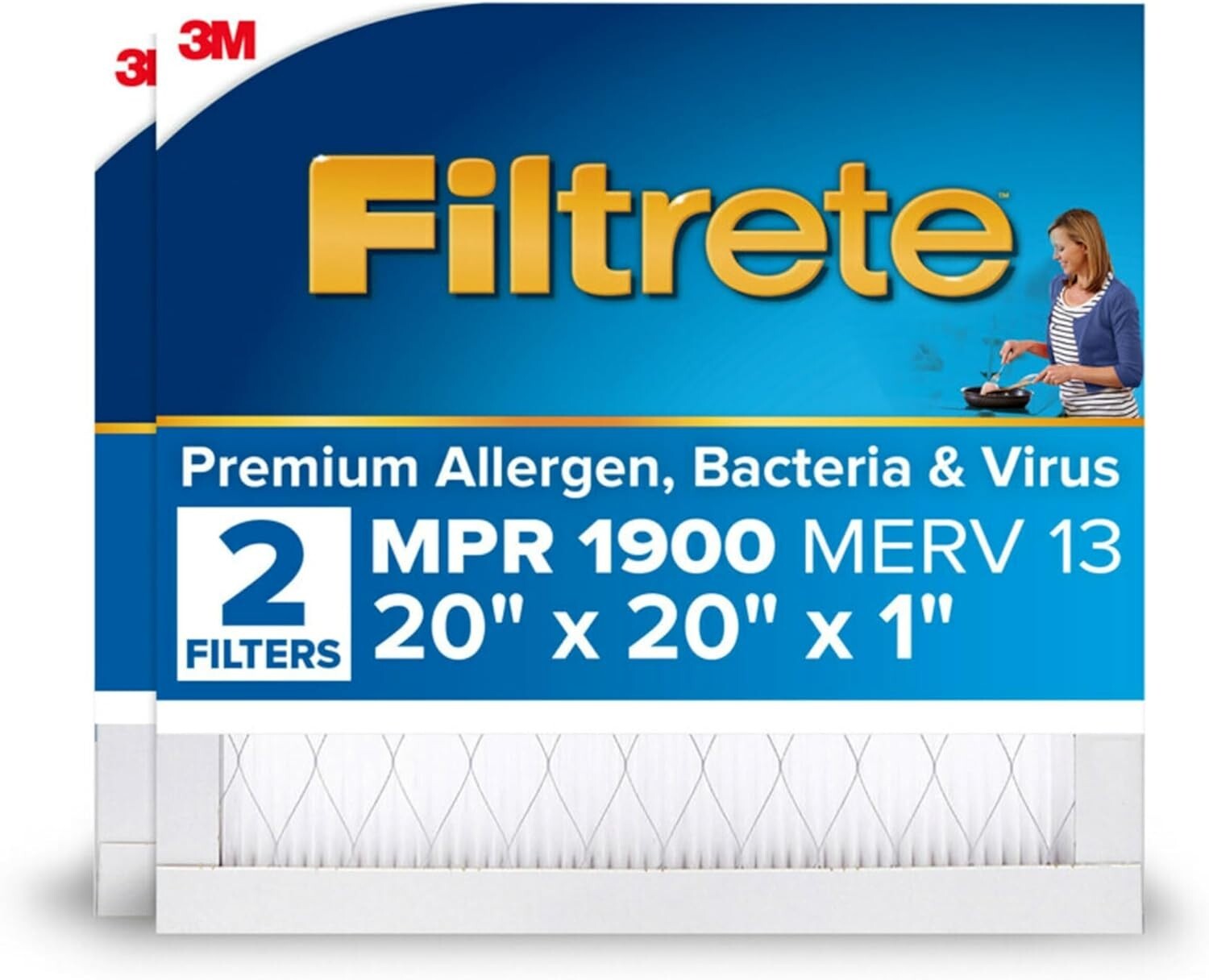 3M Filtrete 20x20x1 Air Filter MERV 13 HVAC AC Furnace Filter Replacement - 2pk 3M Filtrete 20x20x1 Air Filter MERV 13 HVAC AC Furnace Filter Replacement - 2pk