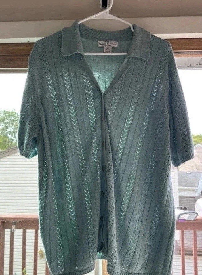 Vintage Deane And White Knot Top-Blue Teal