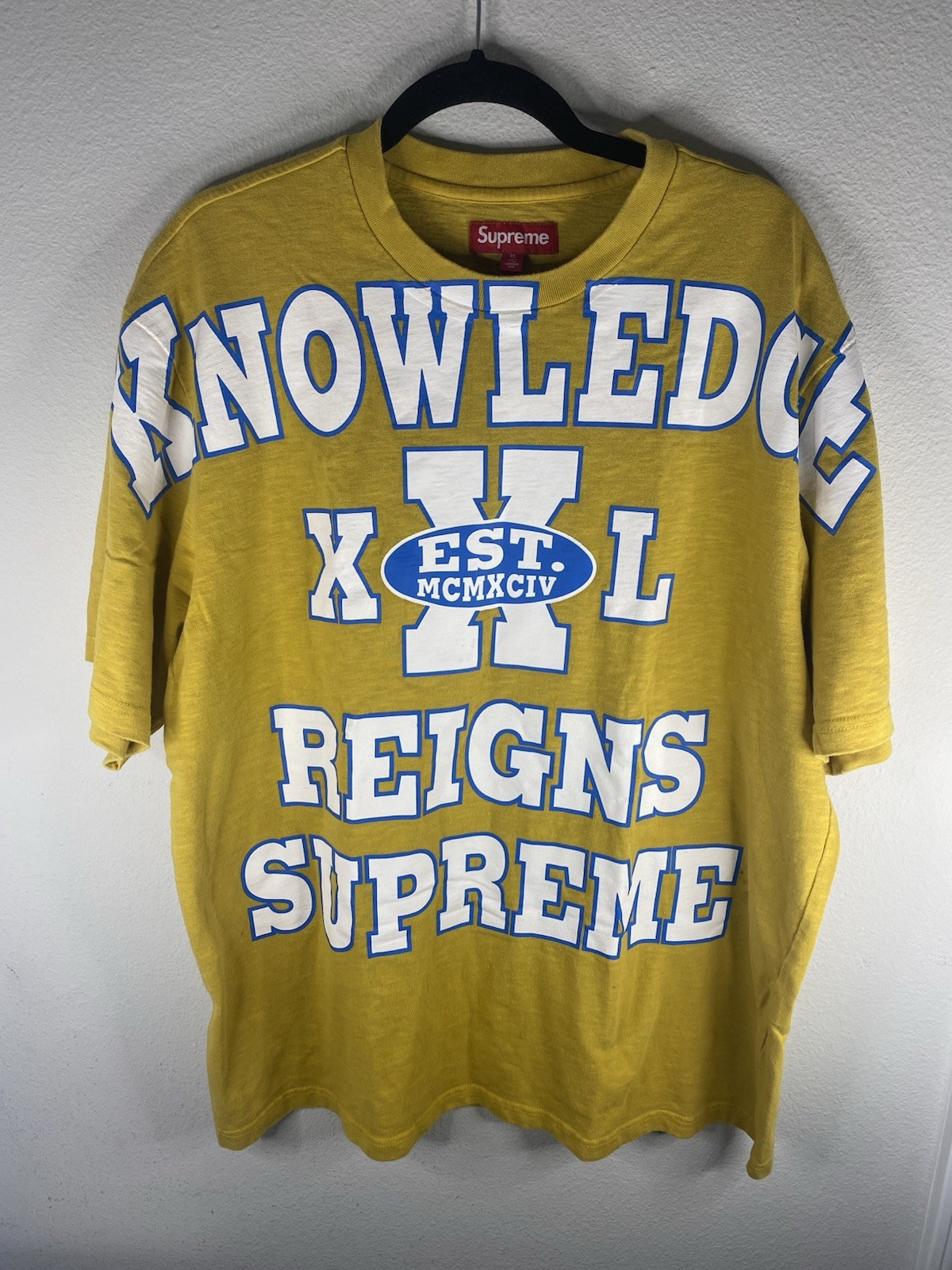 Supreme Overprint T Shirt Knowledge Reigns Supreme Slub Top Tee XL SS24 Gold Supreme Overprint T Shirt Knowledge Reigns Supreme Slub Top Tee XL SS24 Gold