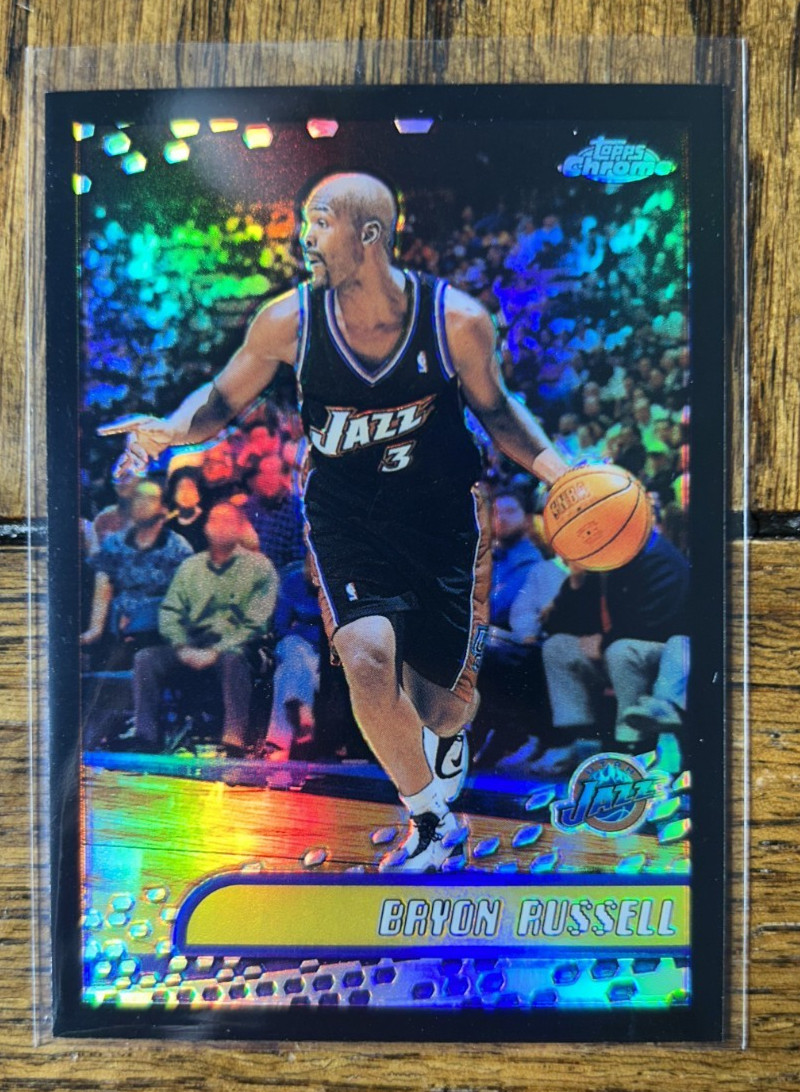 2001-02 Topps Chrome Black Refractor Parallel /50 Bryon Russell #83 Utah Jazz 2001-02 Topps Chrome Black Refractor Parallel /50 Bryon Russell #83 Utah Jazz