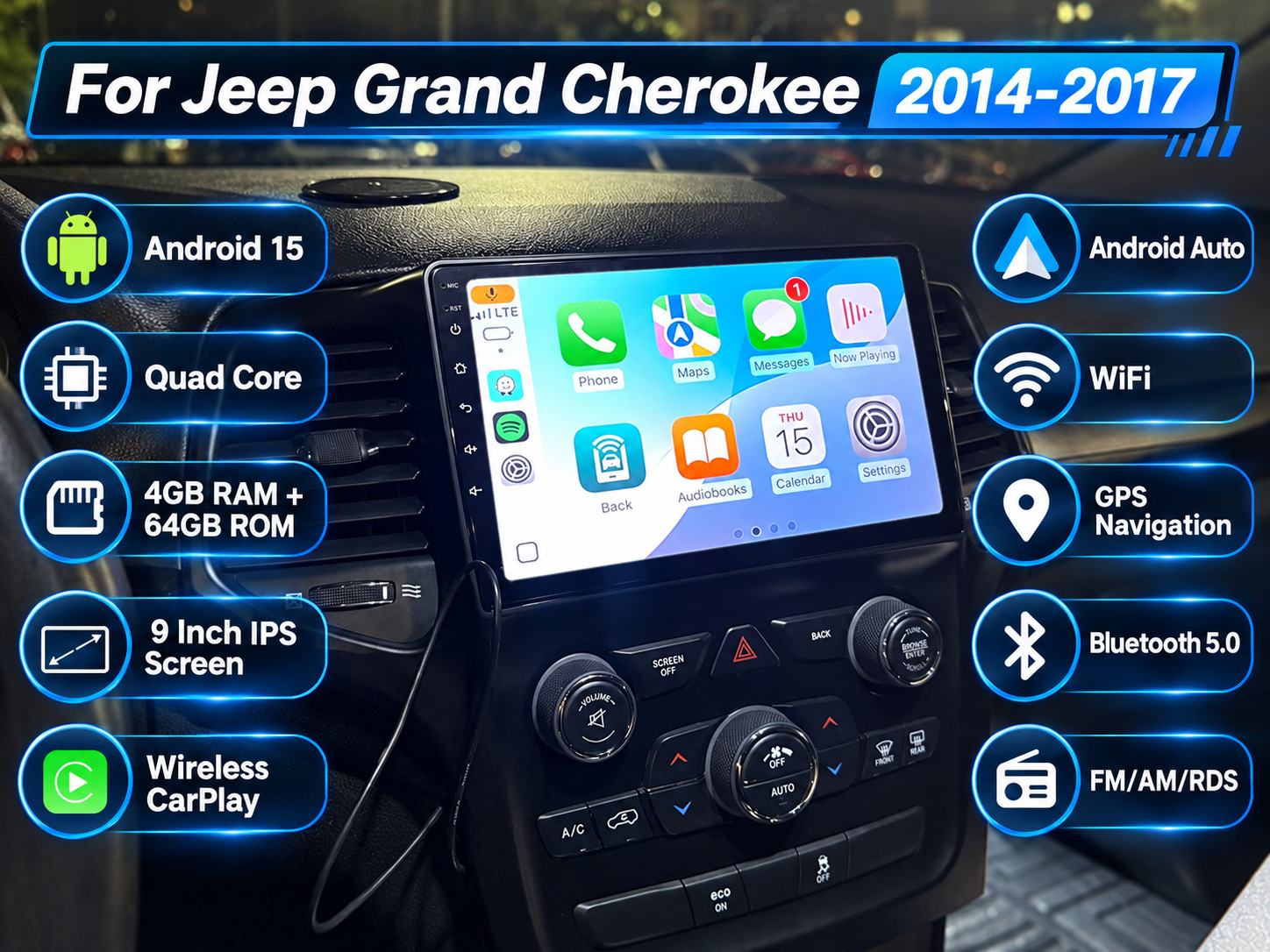 For Jeep Grand Cherokee 014-2017 CarPlay 9\