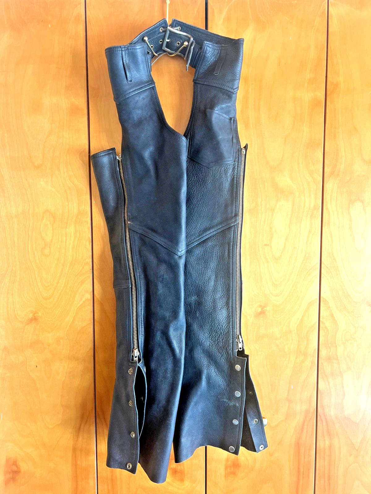Hudson Leather Black Motorcycle Chaps Unisex Size S Mens Womens Hudson Leather Black Motorcycle Chaps Unisex Size S Mens Womens